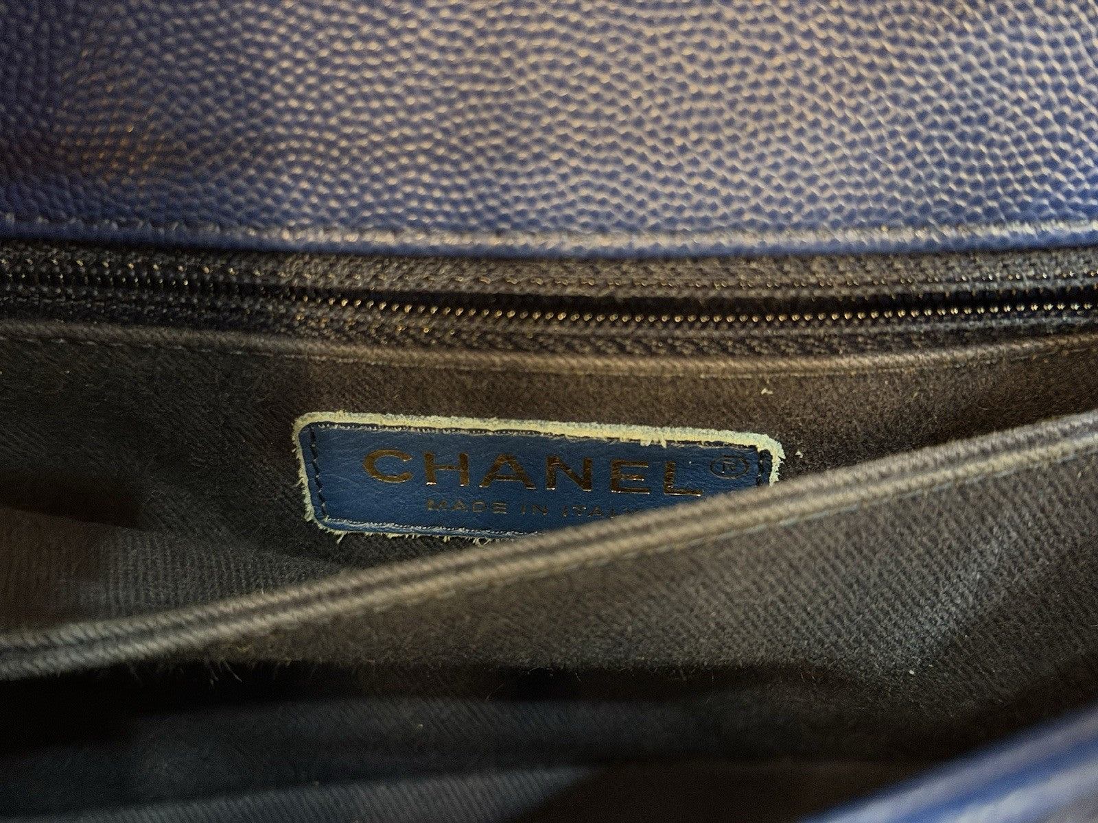 Chanel Caviar Chevron Quilted Mini Coco Top Handle Flap Bag Blue