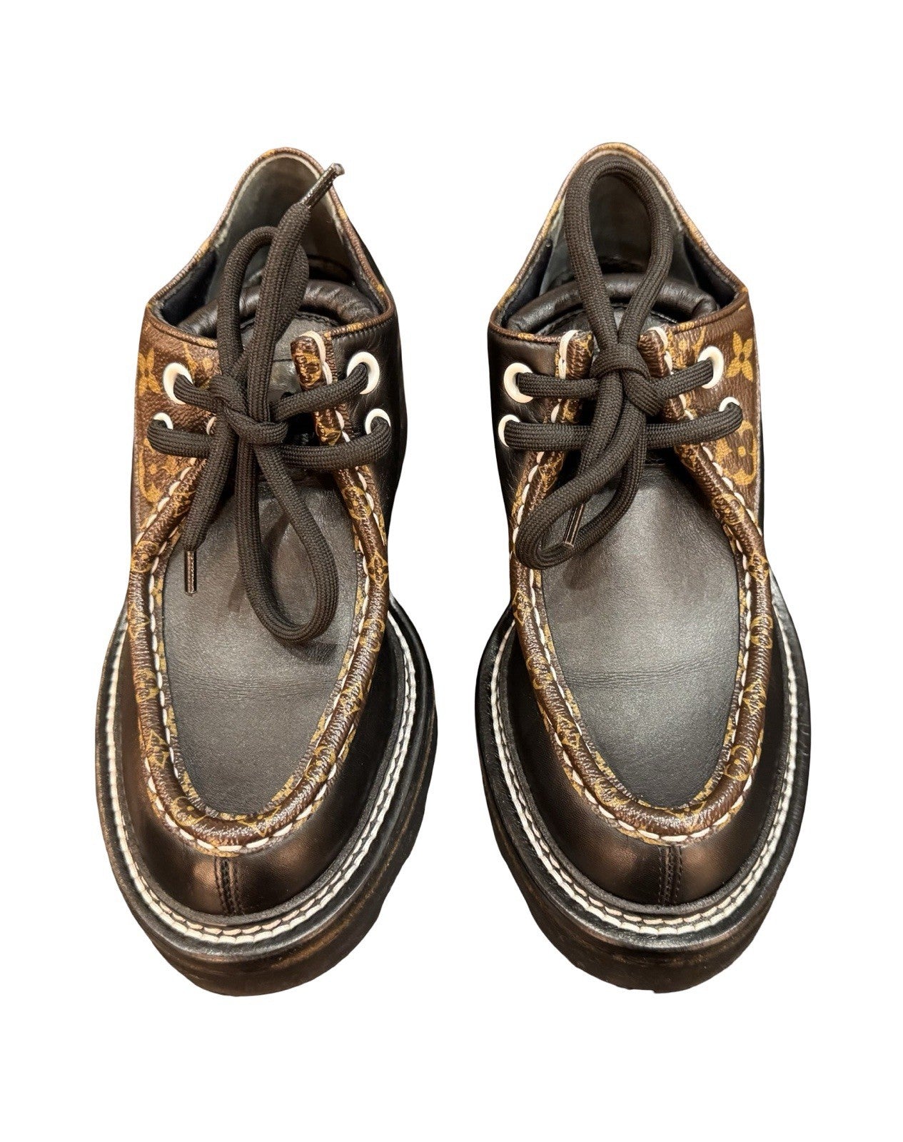 Louis Vuitton Monogram Lace-Up Platform Derby Shoes EU 37 US 6.5-7
