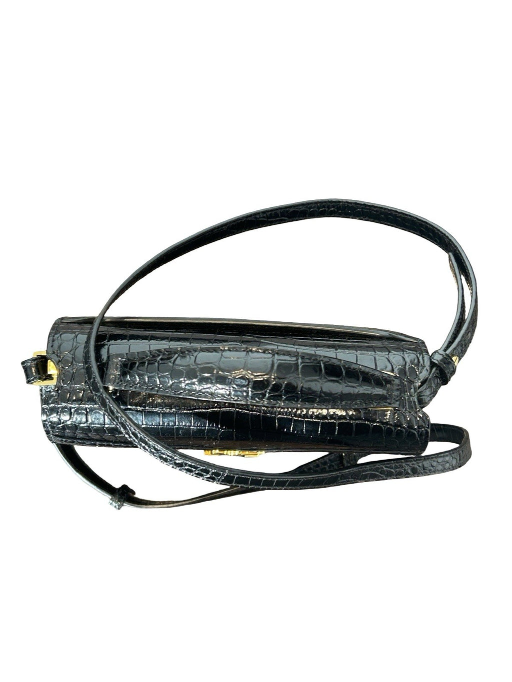 Saint Laurent YSL Cassandra Mini Top Handle Crocodile Leather Handbag