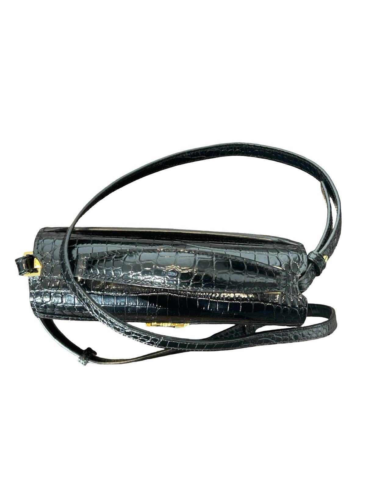 Saint Laurent YSL Cassandra Mini Top Handle Crocodile Leather Handbag