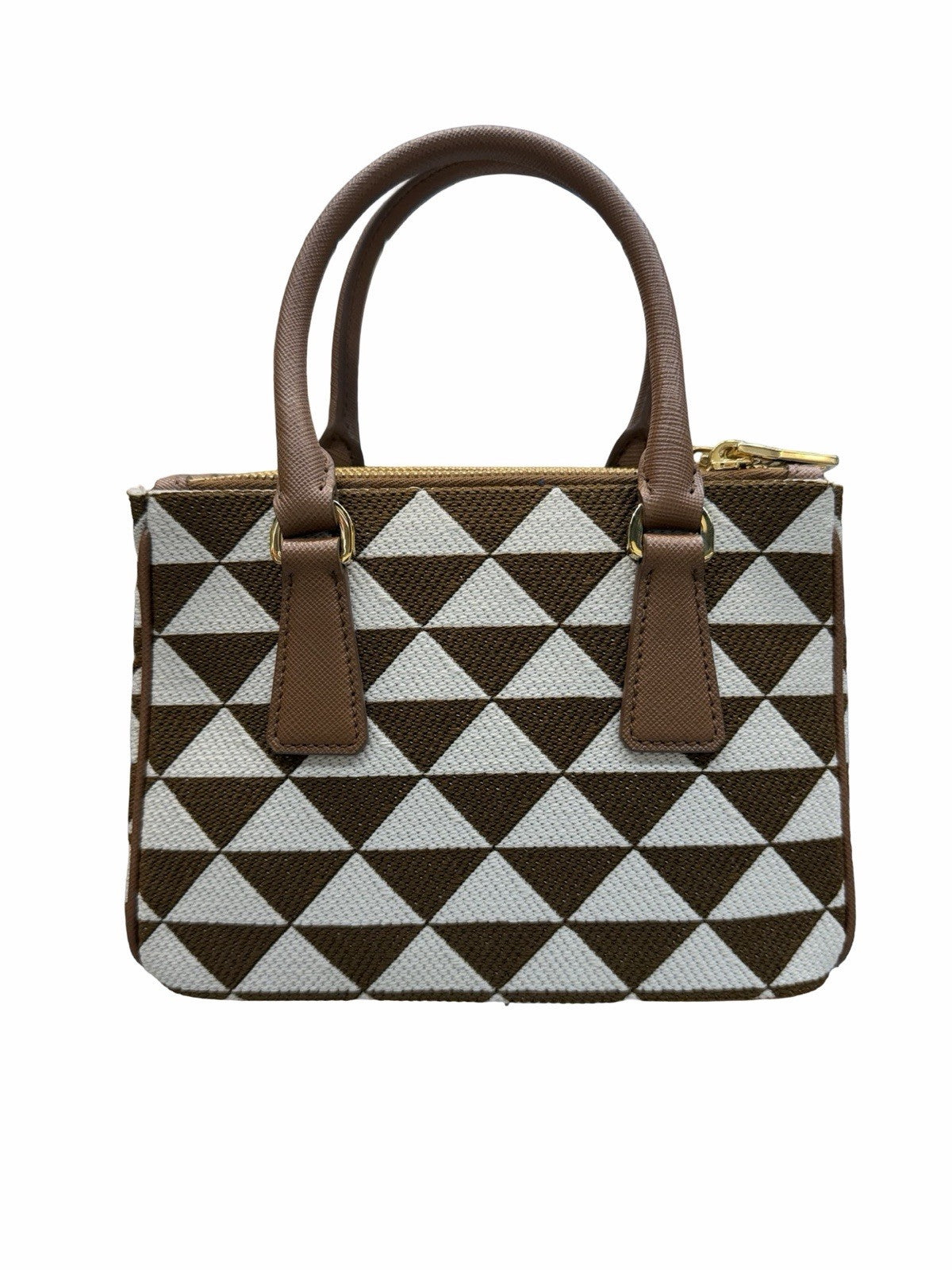 Prada Galleria Double Zip Tote Printed Fabric Mini Shoulder Bag