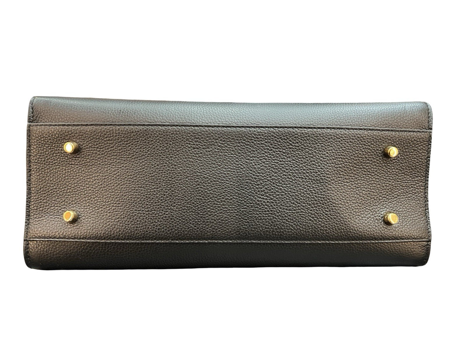 Grained Calfskin Large Virtus Top Handle Shoulder Bag Black