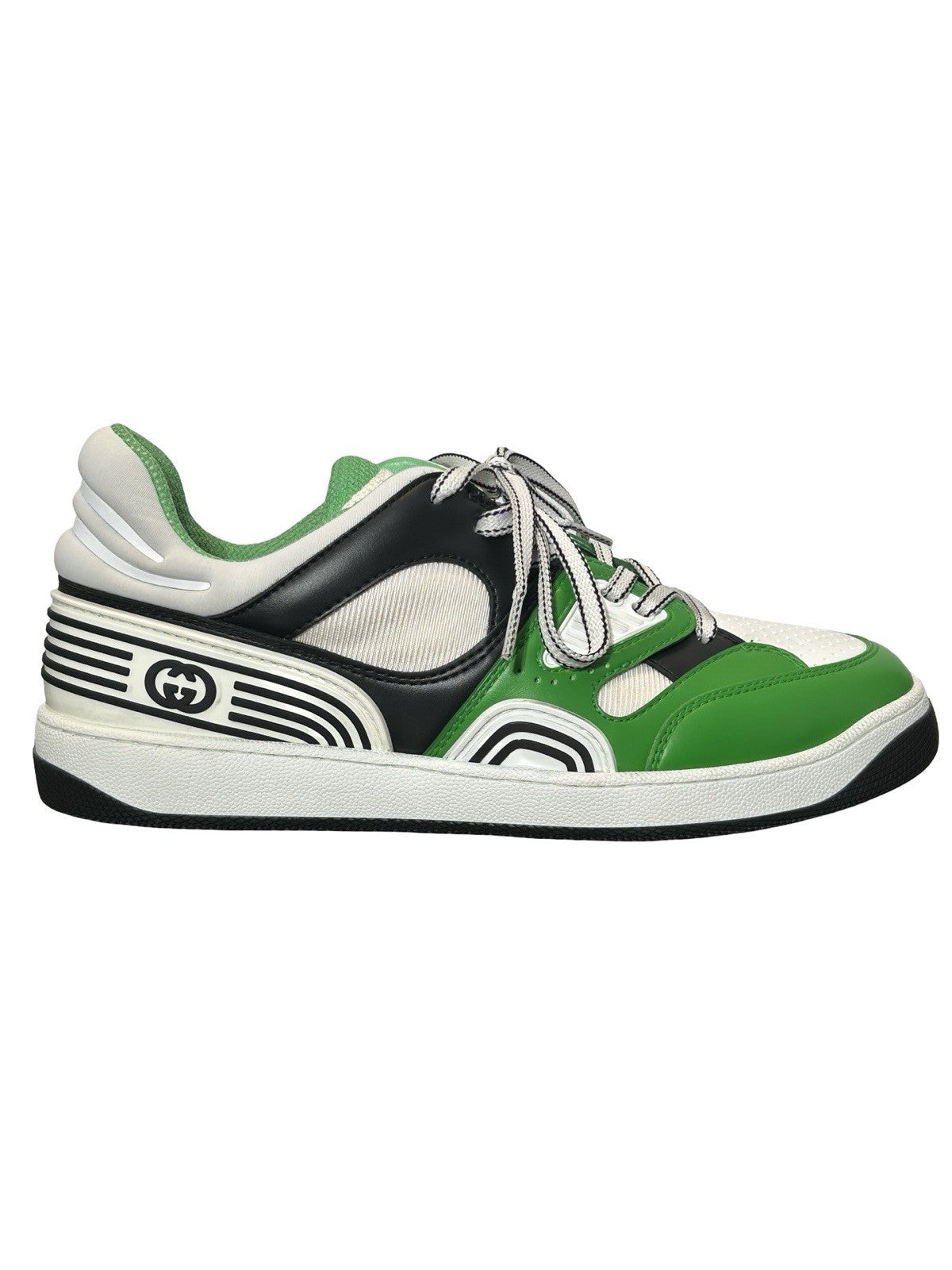 Gucci Basket Demetra Distressed White/Green Unisex Sneakers Mens US 7/ Women 8.5