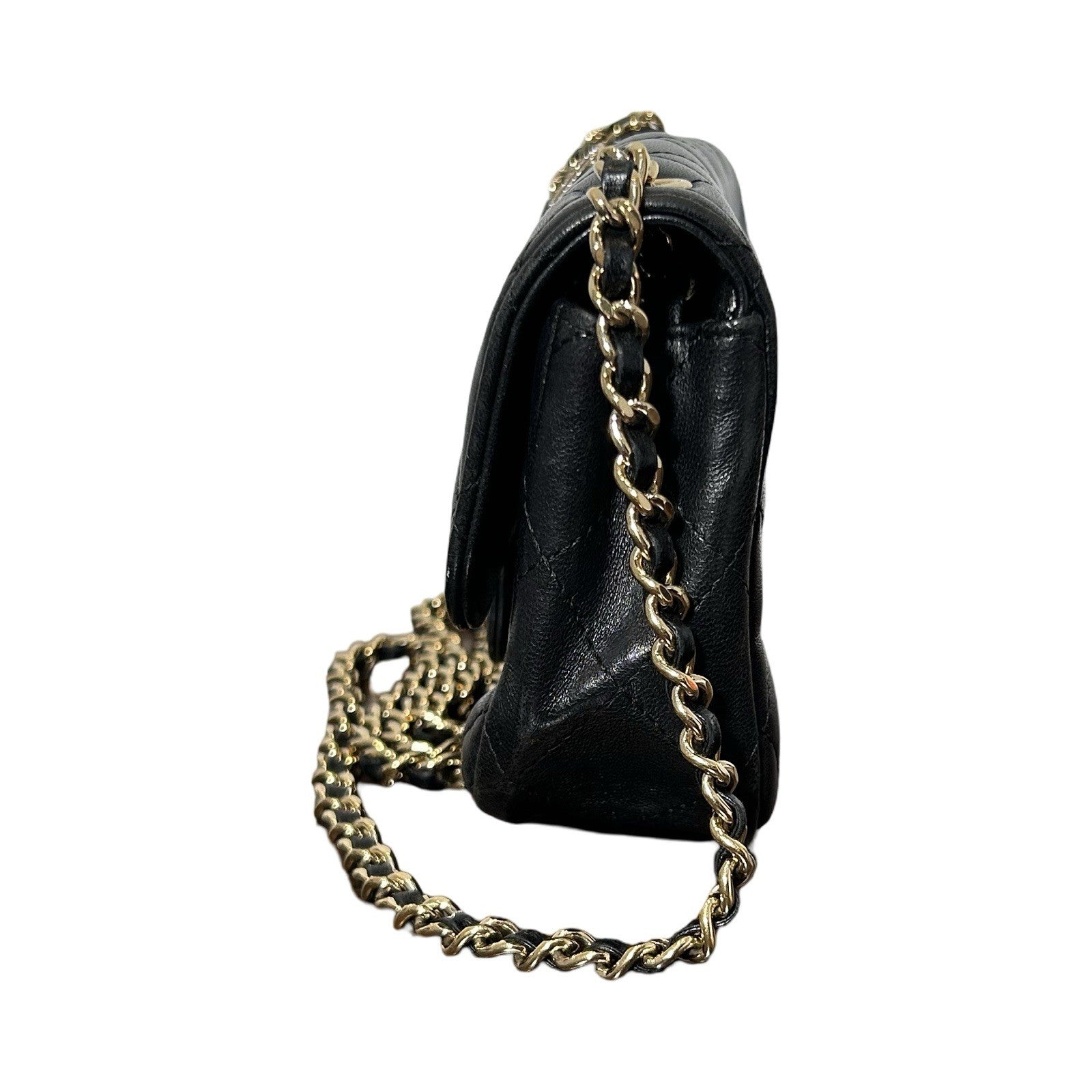 CHANEL Lambskin Quilted Extra Mini V For Victory Flap Black