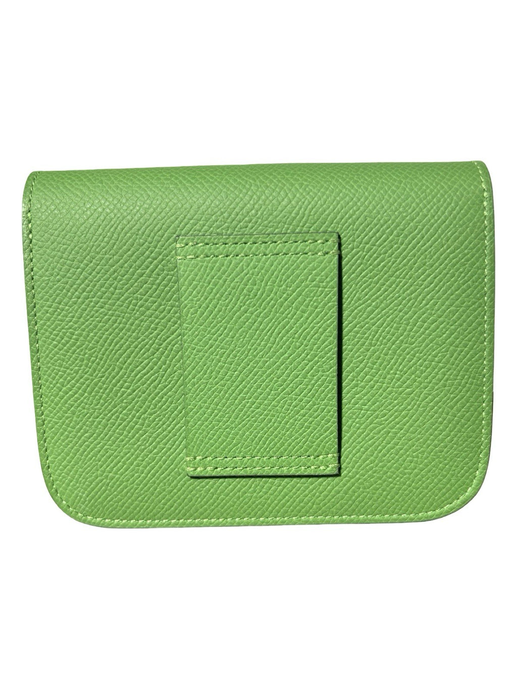 HERMES Epsom Enamel Constance Slim Wallet Vert Yucca Celeste