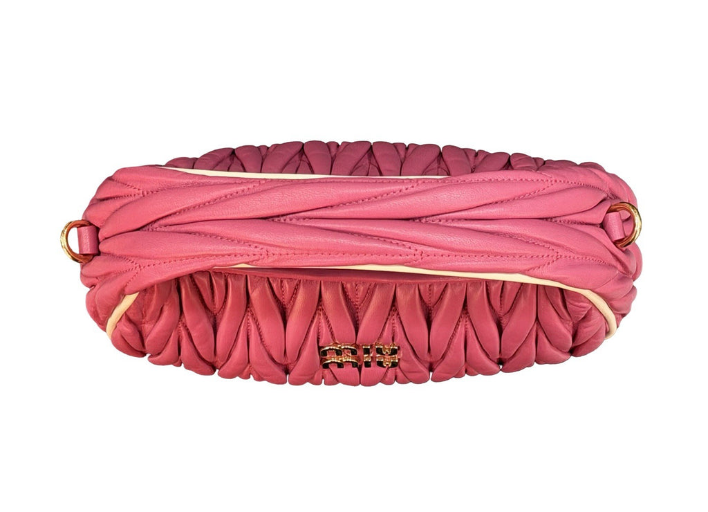 Miu Miu Wander Matelassé Nappa Leather Hobo Bag Small Pink