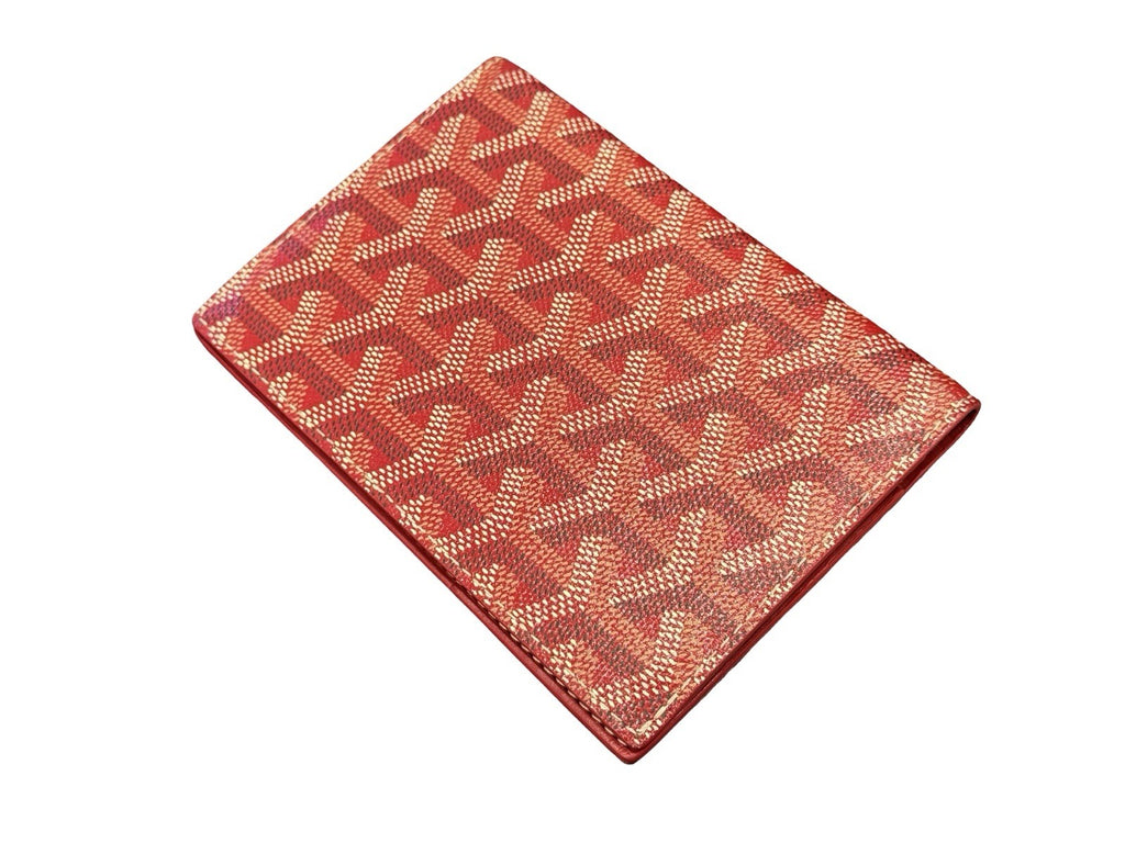 Goyard Red Leather  Passport Holder With Card Slots