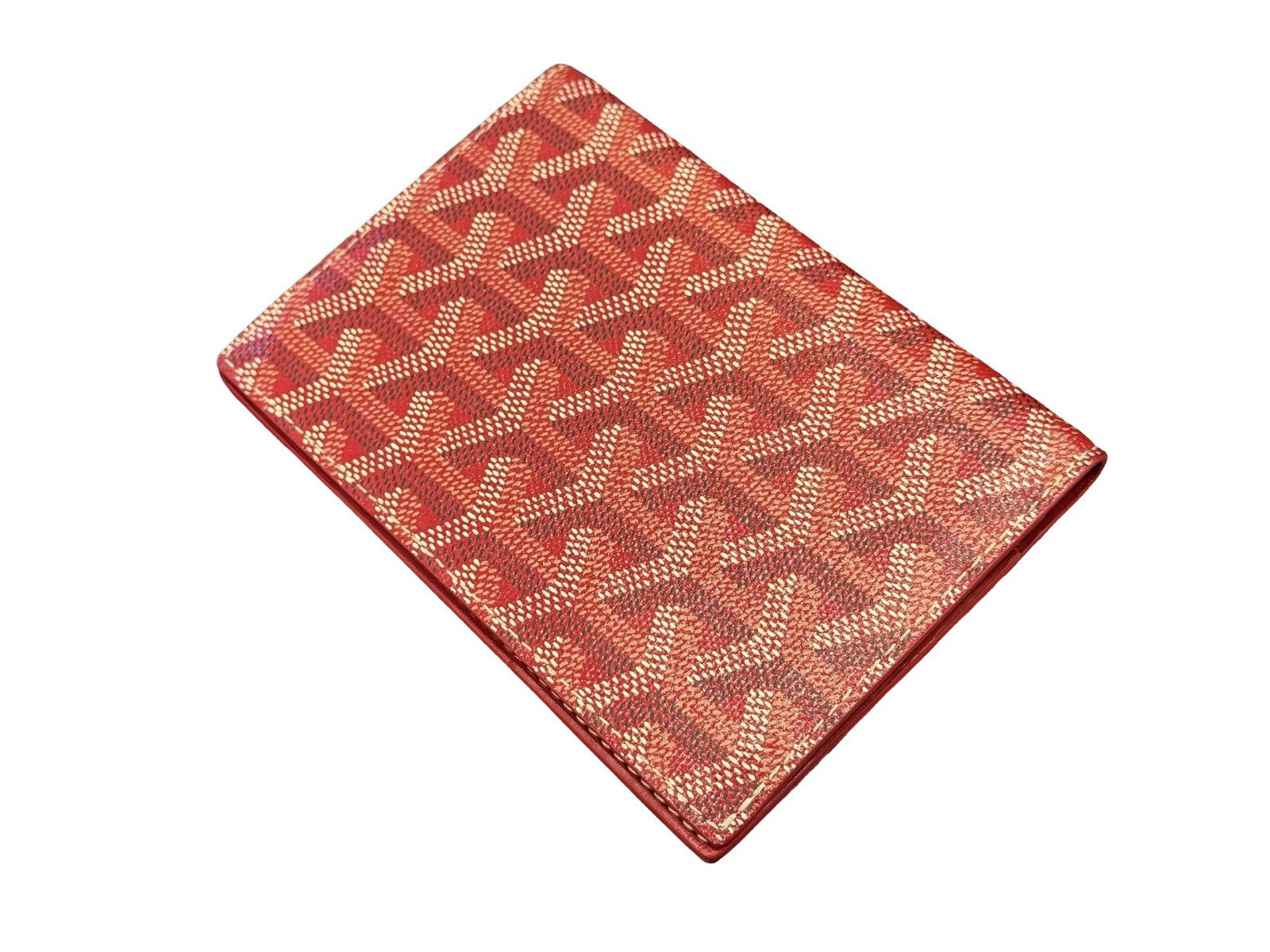 Goyard Red Leather  Passport Holder With Card Slots