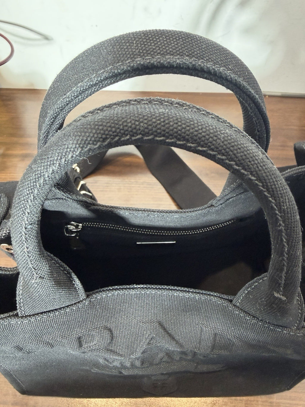 Prada Embossed Logo Canapa Tote Bag