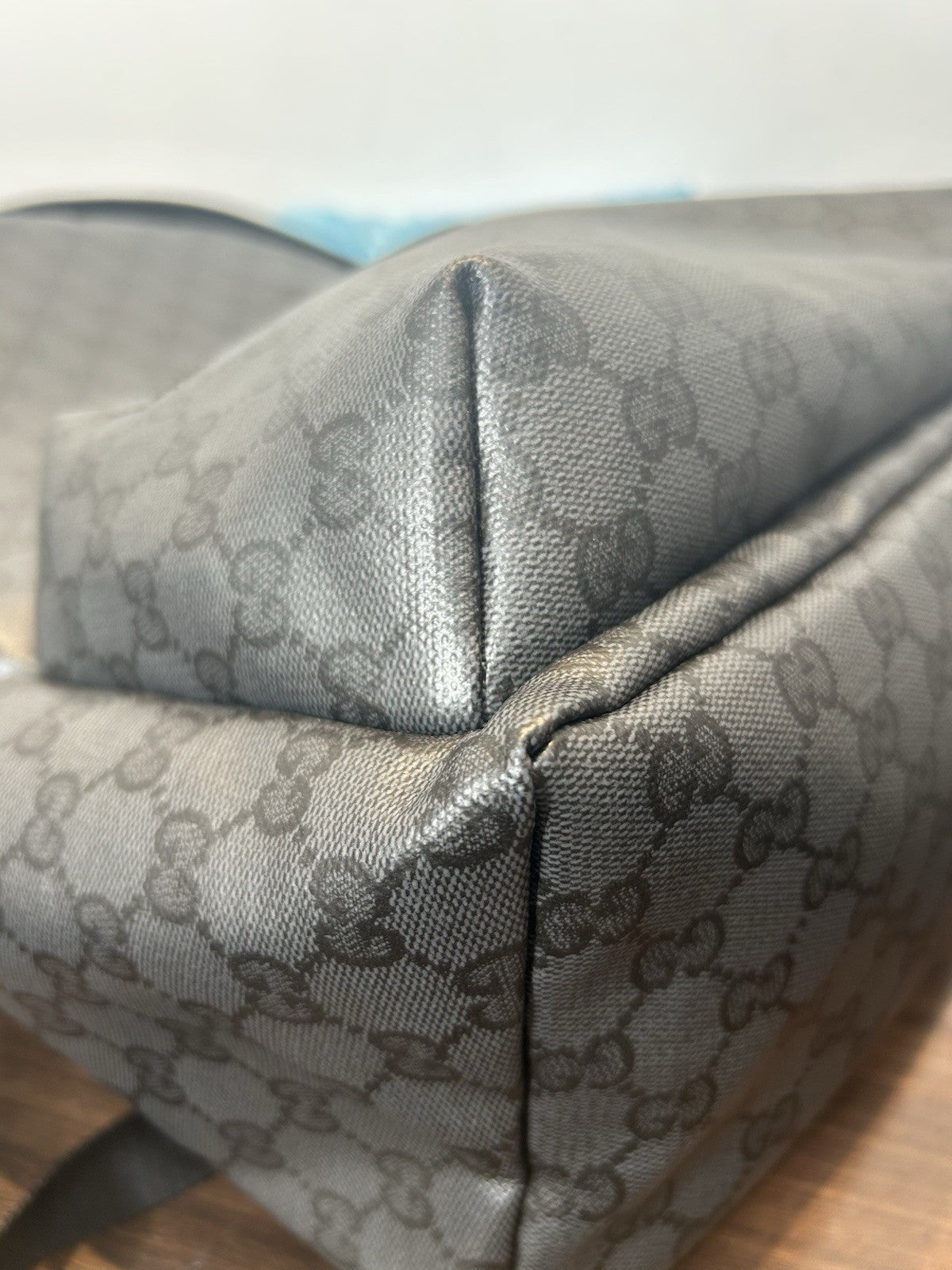 Gucci Essence Classic Backpack Black GG Monogram Coated Canvas Medium