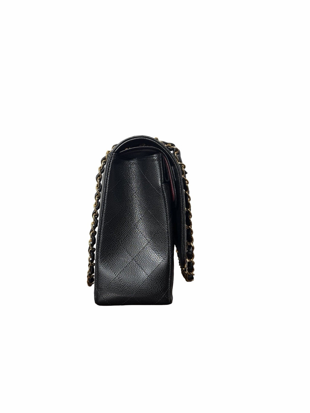 Chanel Classic Flap Bag in Black Quilted Caviar Leather With Gold-tone Maxi