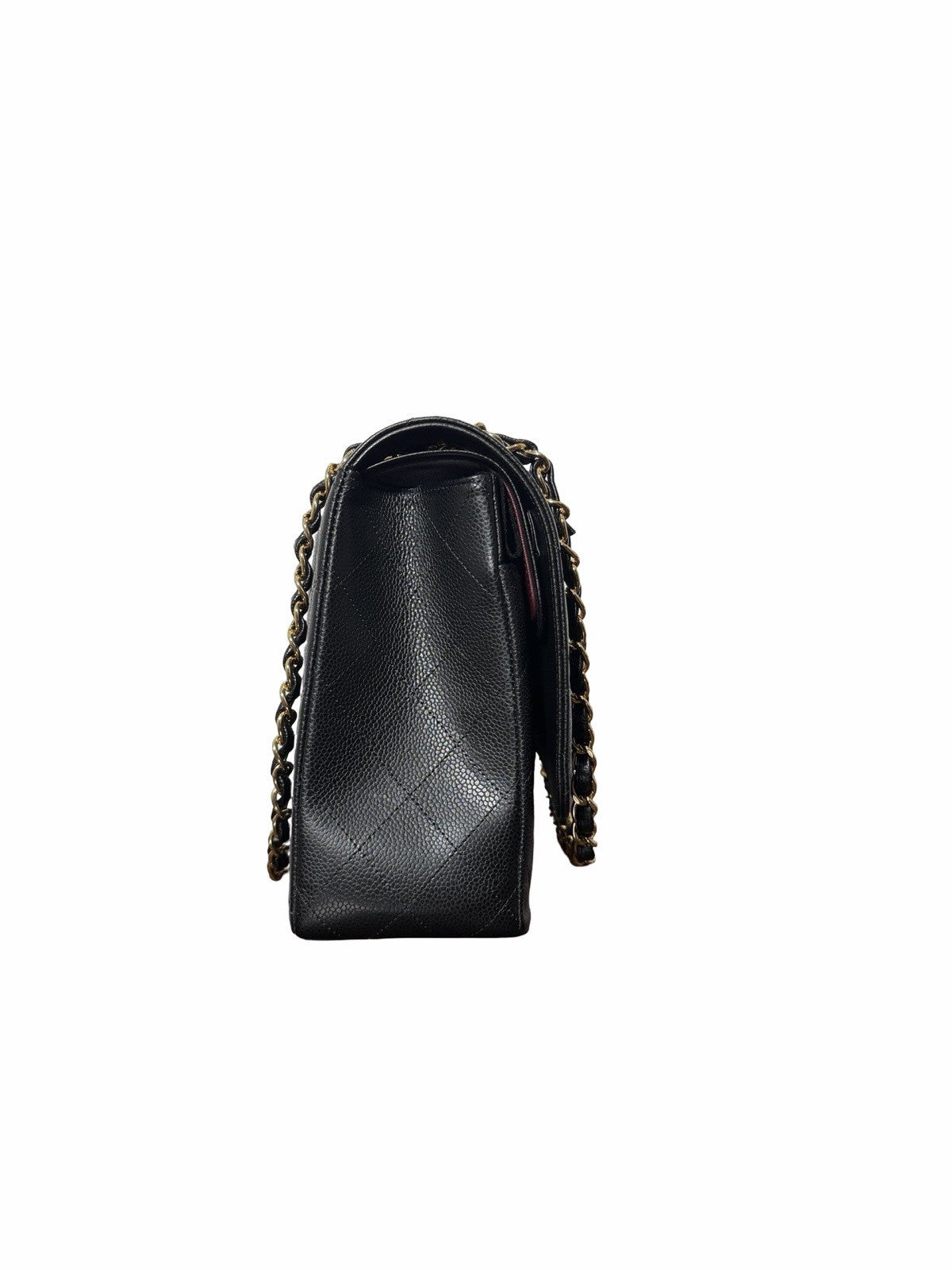 Chanel Classic Flap Bag in Black Quilted Caviar Leather With Gold-tone Maxi