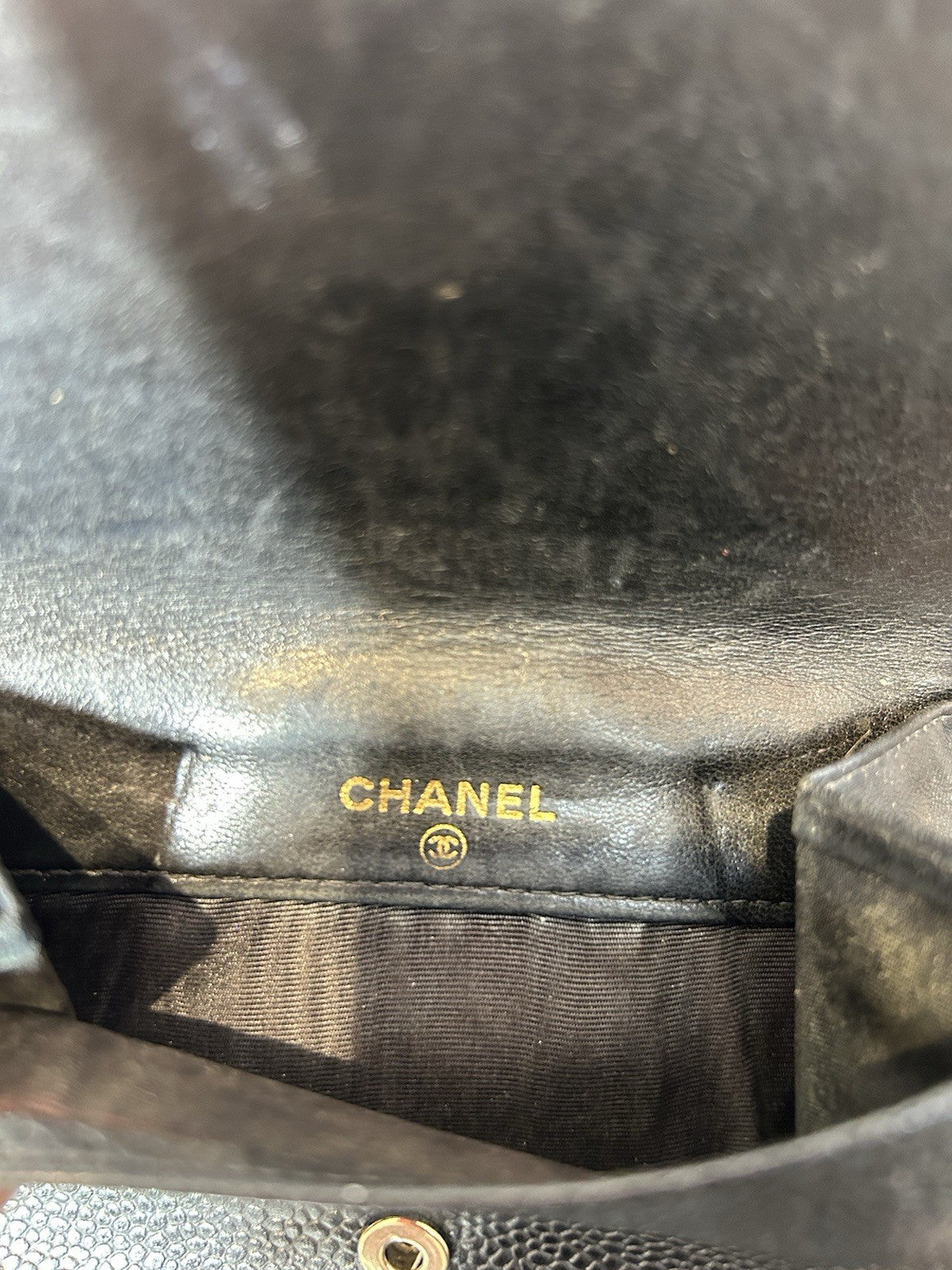 Authentic Vintage CHANEL Caviar Timeless CC Wallet Black Leather