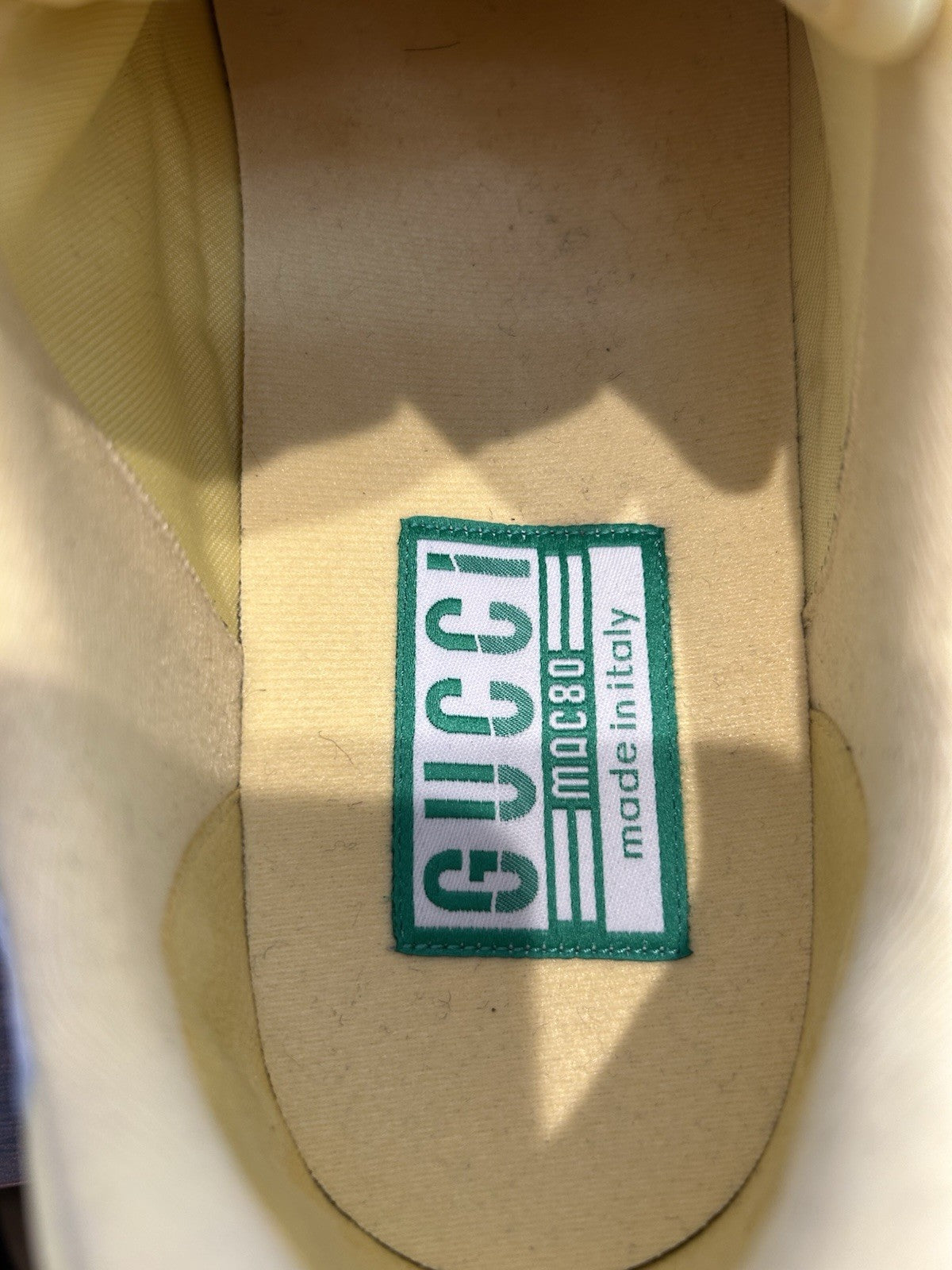 Gucci Dali Soft Calfskin Womens Mac80 Sneakers 40 Grey Sky Yellow