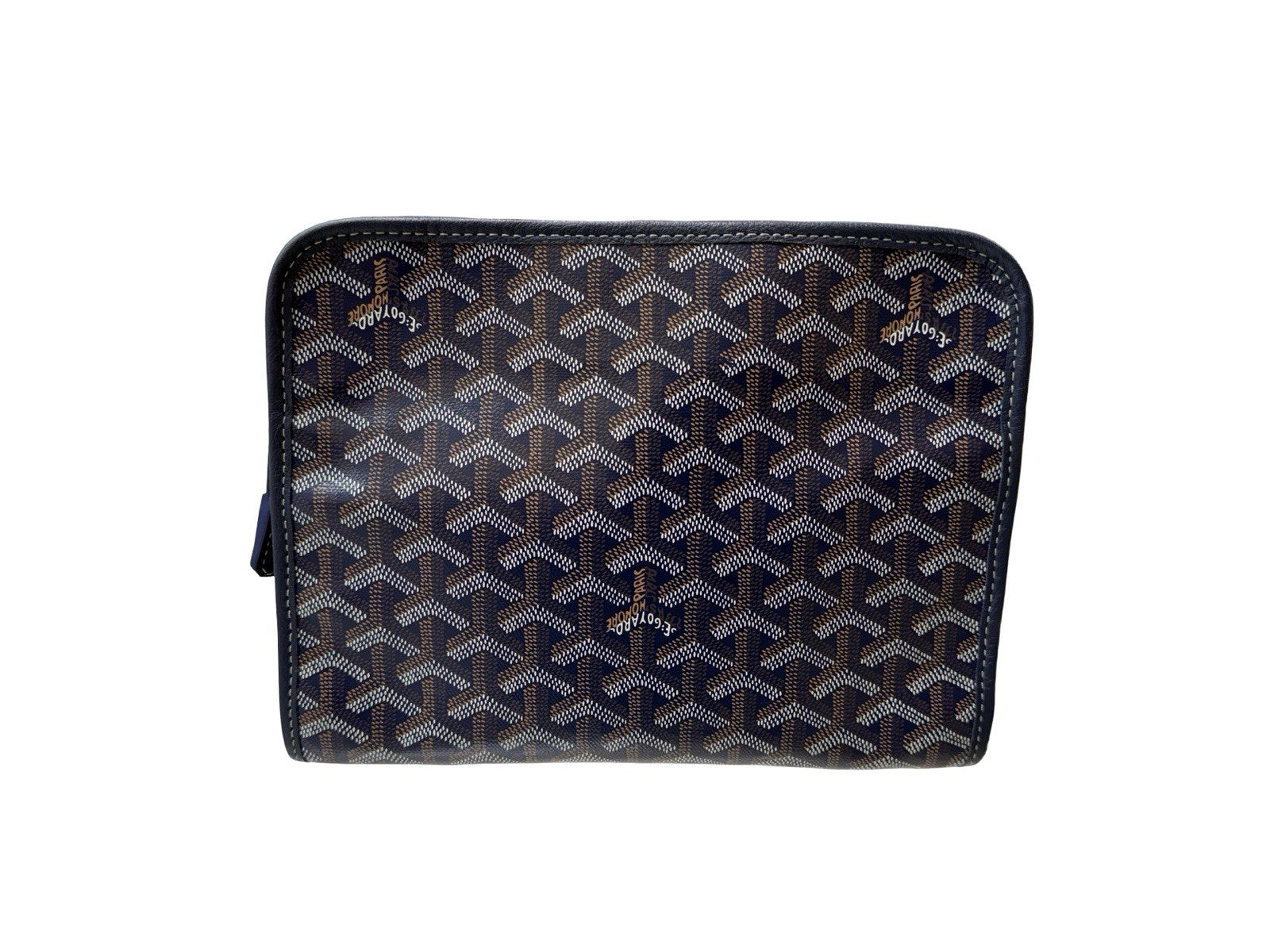 Goyard Goyardine Jouvence Toiletry Pouch Coated Canvas MM Dark Blue