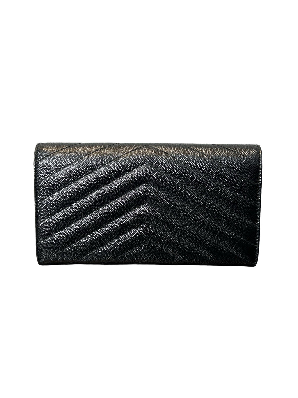 Saint Laurent YSL Monogram Large Flap Wallet in Grained Leather