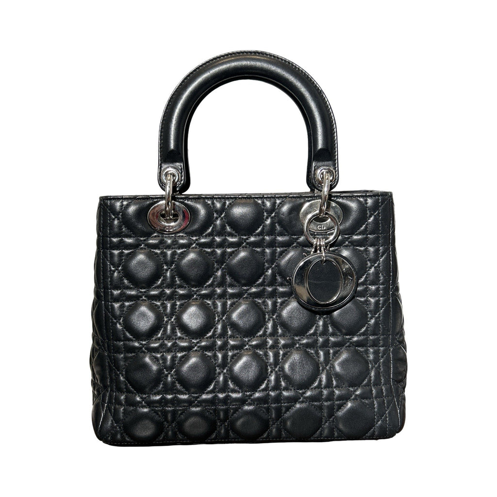 Christian Dior Lady Dior Quilted Lambskin Black Medium