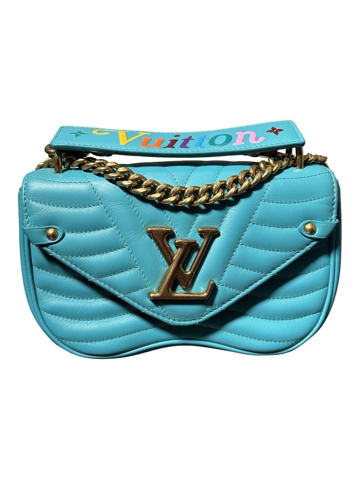 Louis Vuitton New Wave Chain Bag Quilted Leather MM Blue