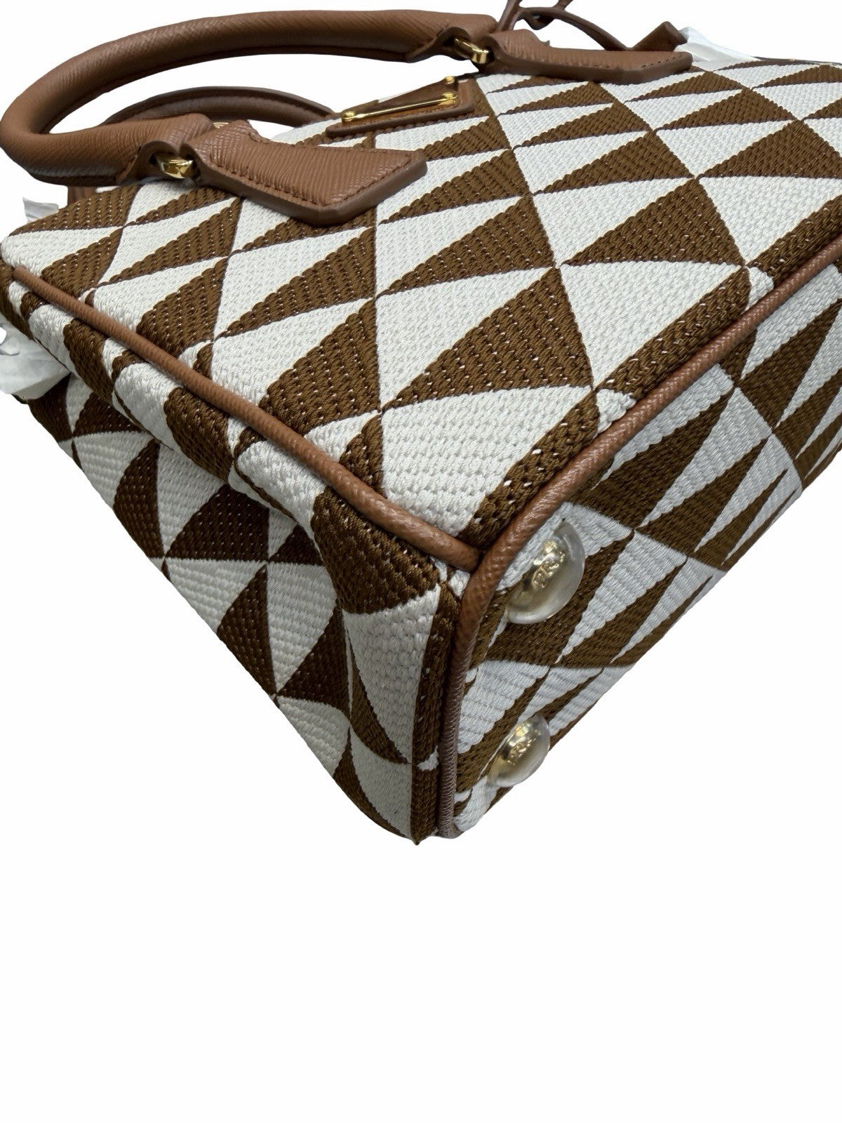 Prada Galleria Double Zip Tote Printed Fabric Mini Shoulder Bag