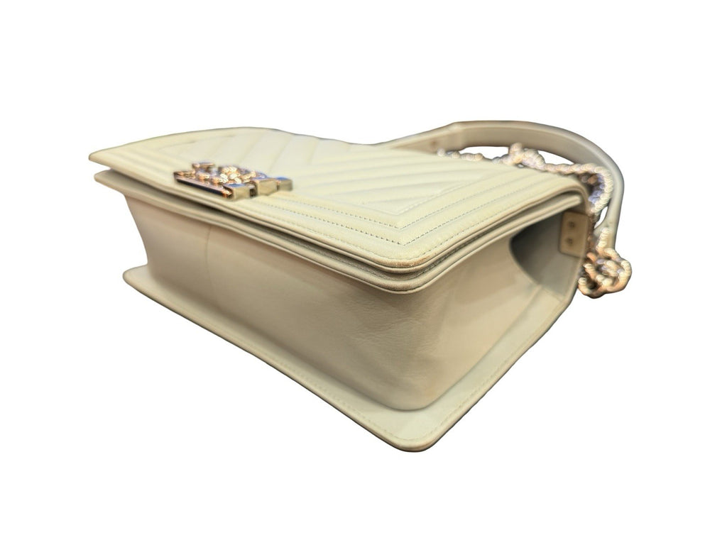 Chanel Boy Flap Bag Chevron Calfskin Old Medium Pastel Aqua