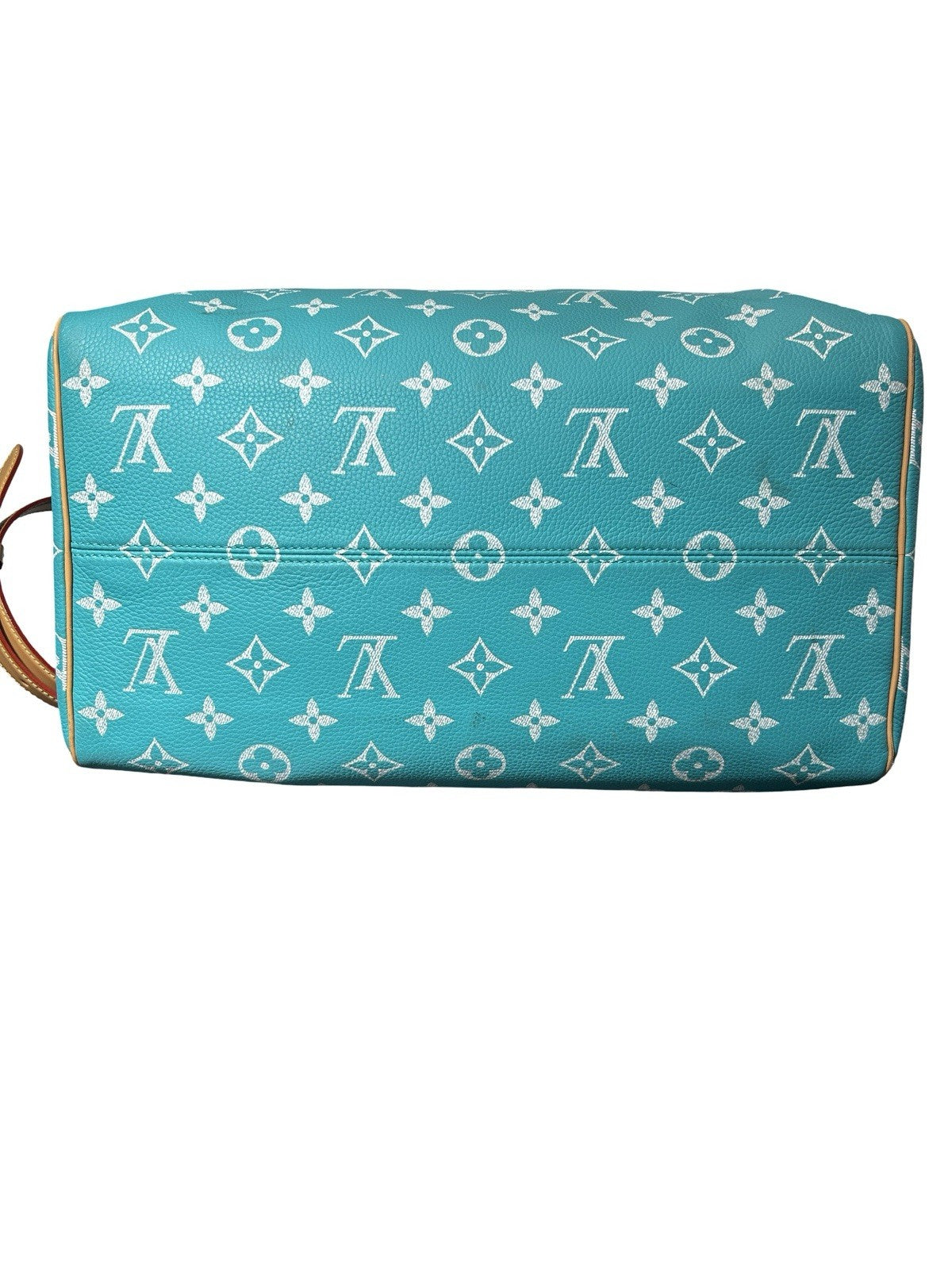 LOUIS VUITTON Calfskin Monogram Speedy P9 Bandouliere 40 Turquoise