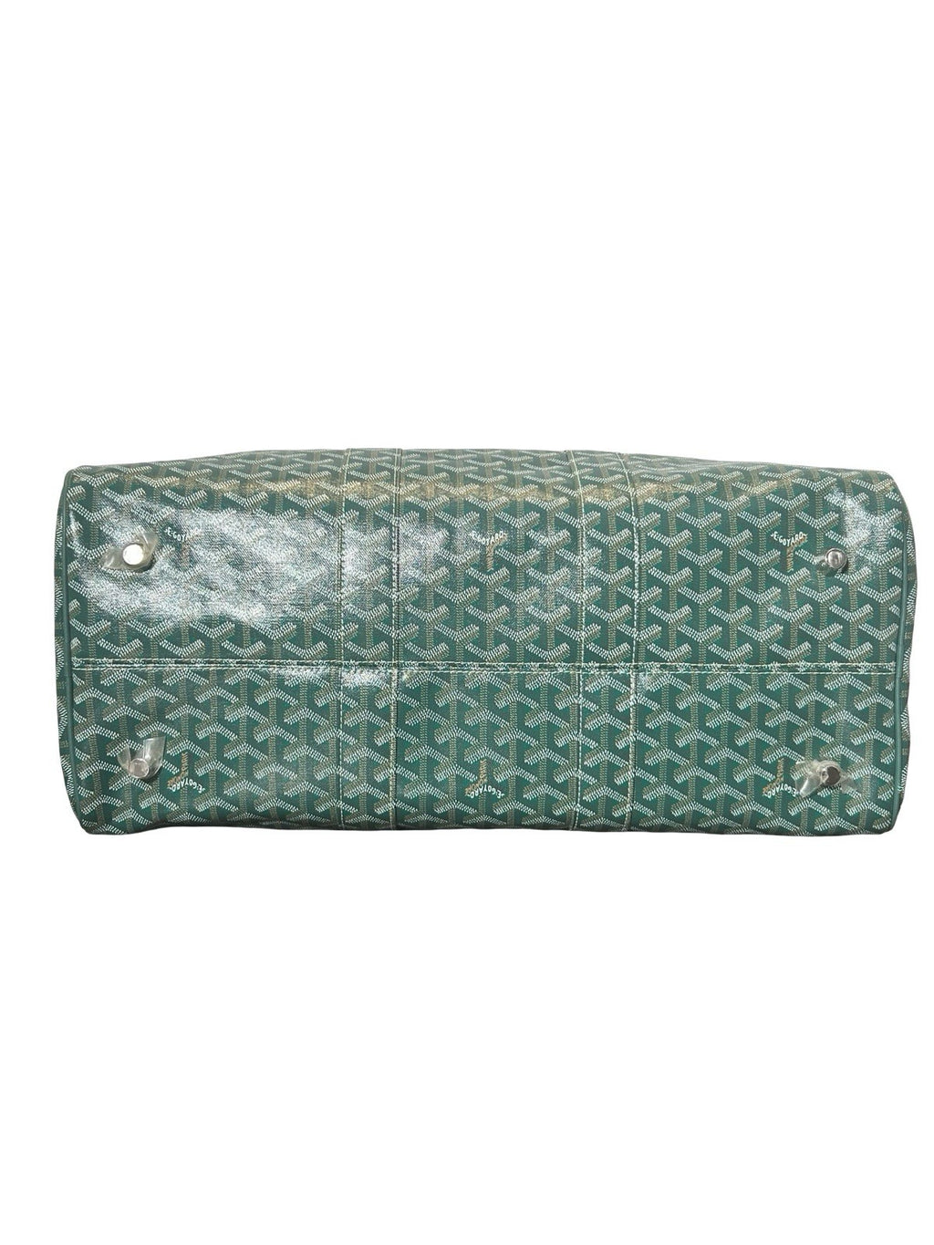 Goyard Boston 45 Green Goyardine Coated Canvas and Leather Duffel Bag AUTHENTIC