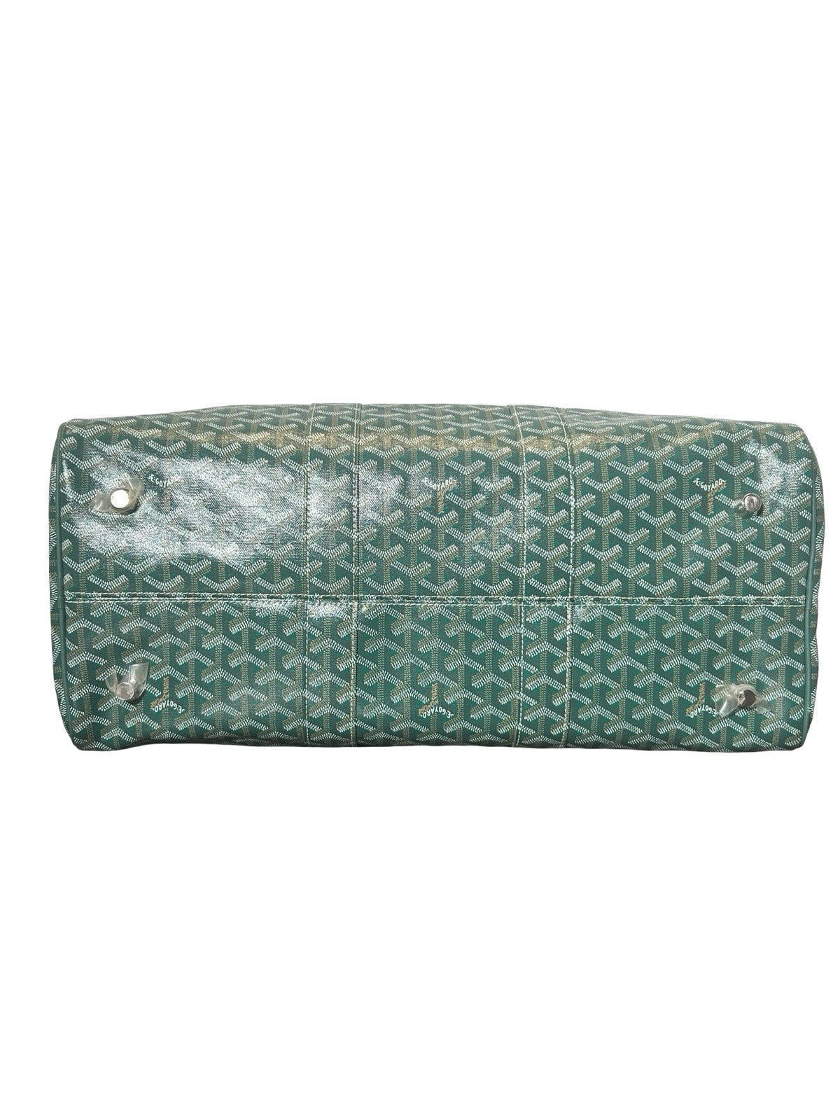 Goyard Boston 45 Green Goyardine Coated Canvas and Leather Duffel Bag AUTHENTIC