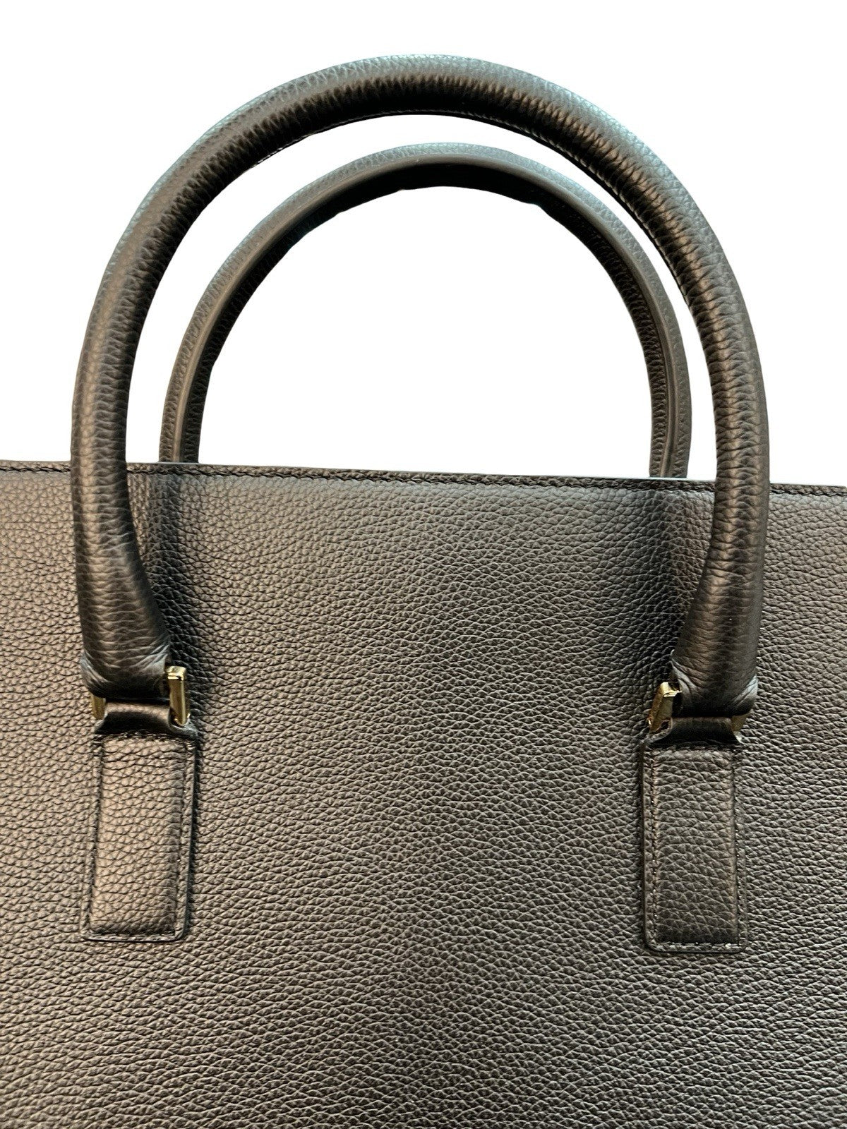 Grained Calfskin Large Virtus Top Handle Shoulder Bag Black