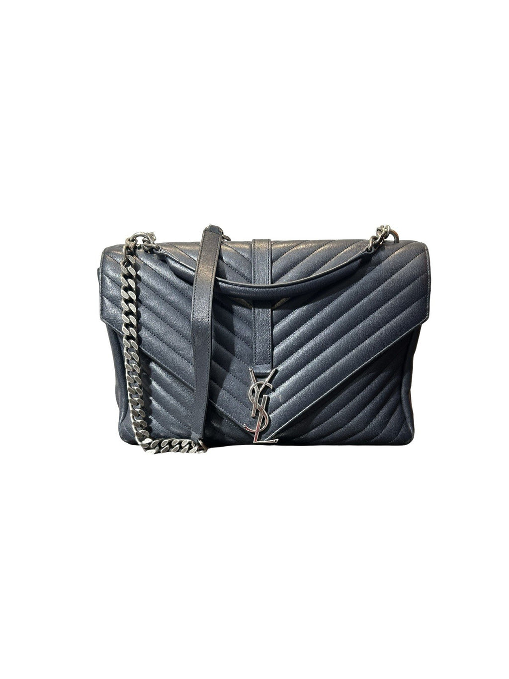 Saint Laurent Classic Monogram College Bag Matelasse Chevron Leather Large