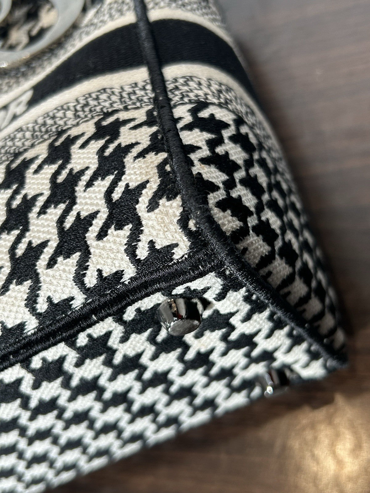 Christian Dior Lady D-Lite Bag Houndstooth Canvas Medium