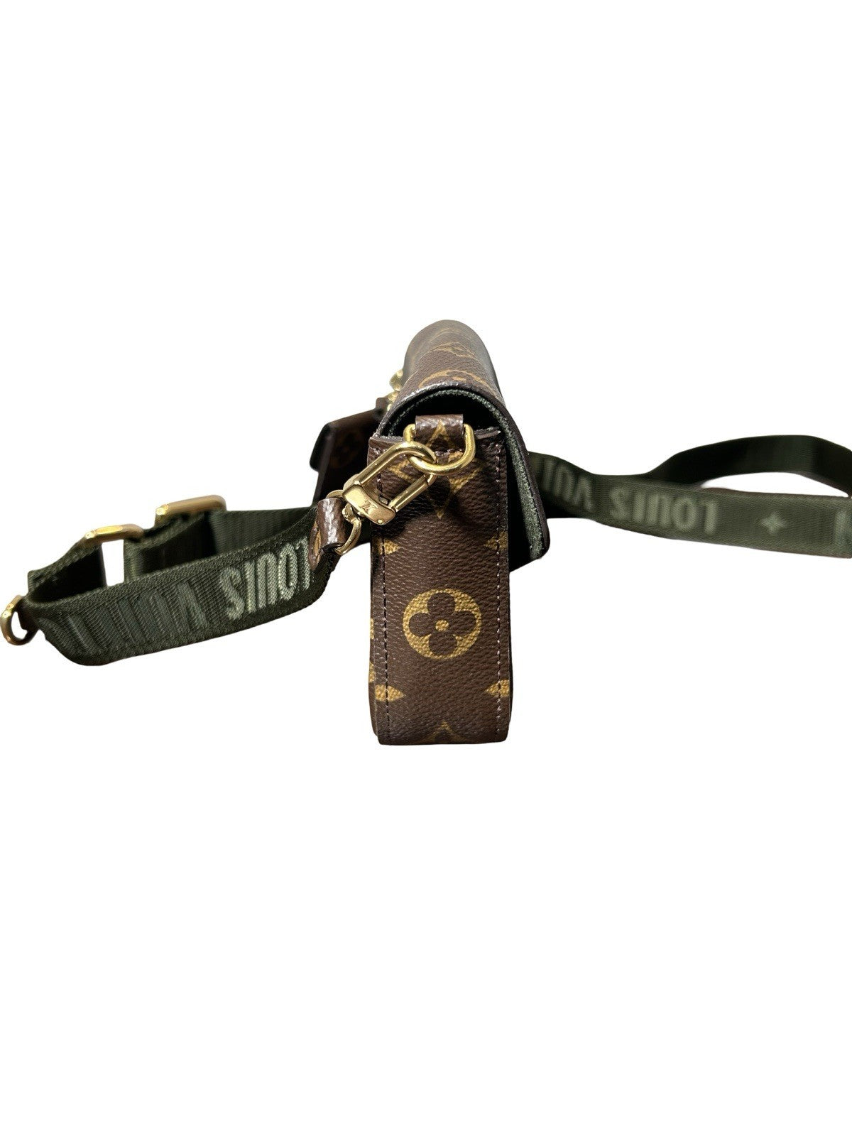 Louis Vuitton Felicie Green Interior Shoulder Bag Brown Canvas