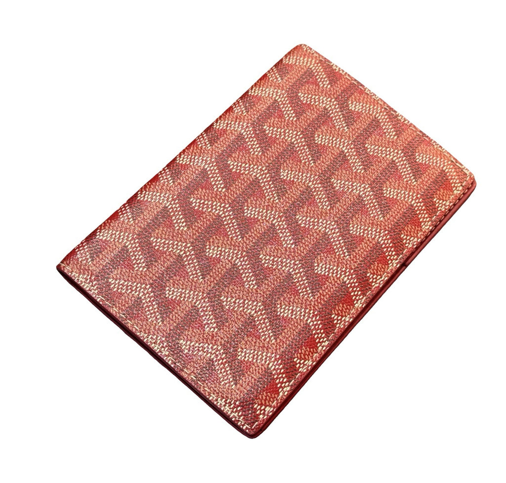 Goyard Red Leather  Passport Holder With Card Slots