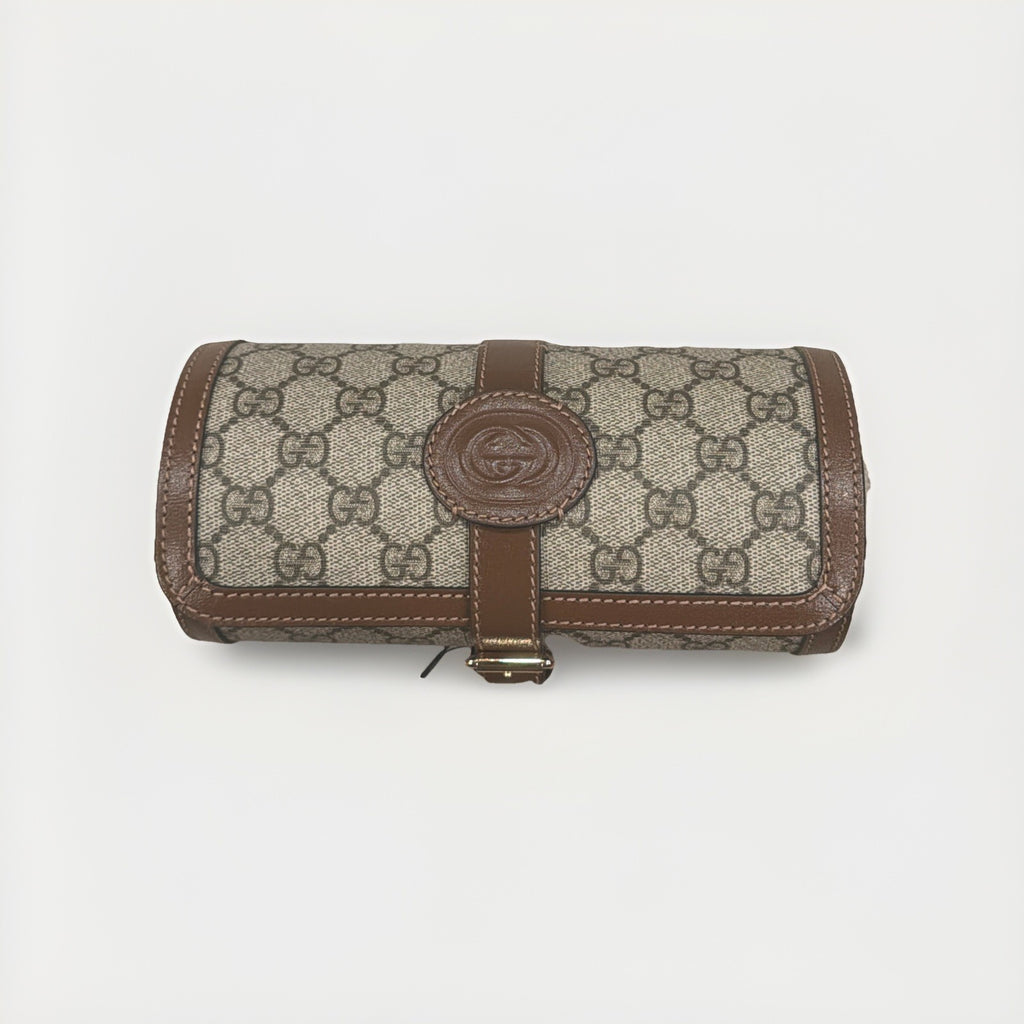 Gucci GG Supreme Canvas Leather Beige Brown Watch Case