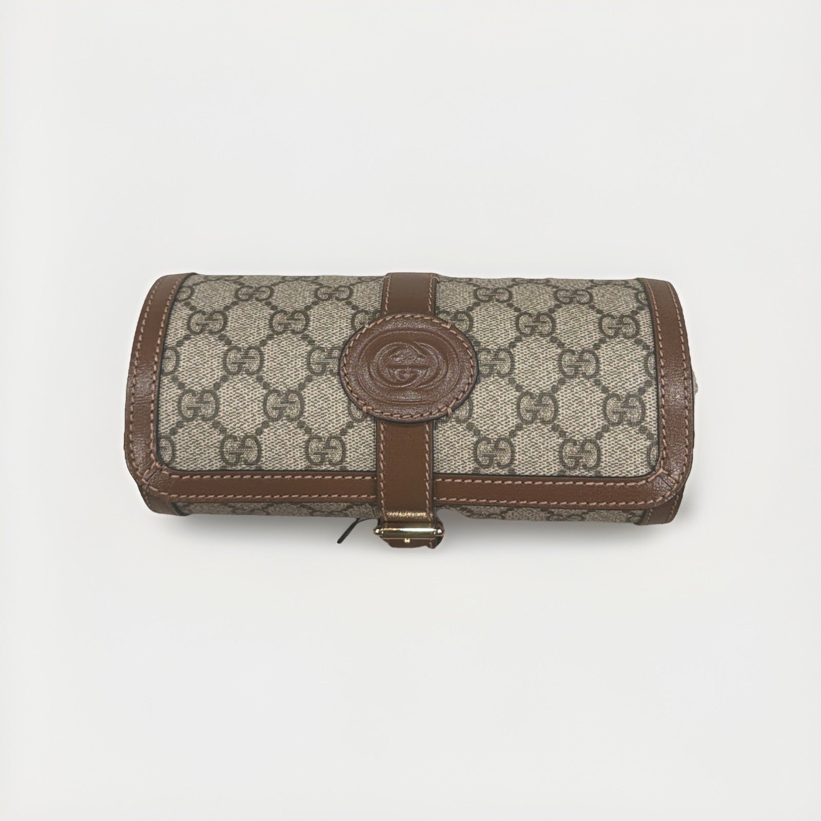 Gucci GG Supreme Canvas Leather Beige Brown Watch Case