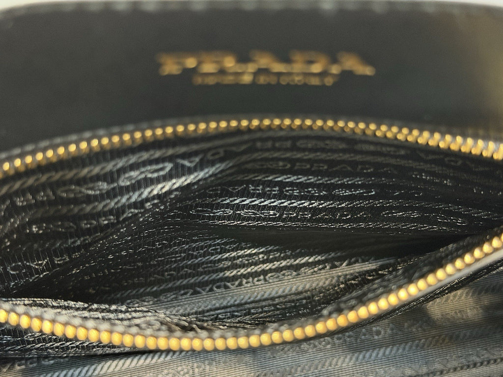 Prada Symbole Shopper Tote Embossed Leather Small Bag