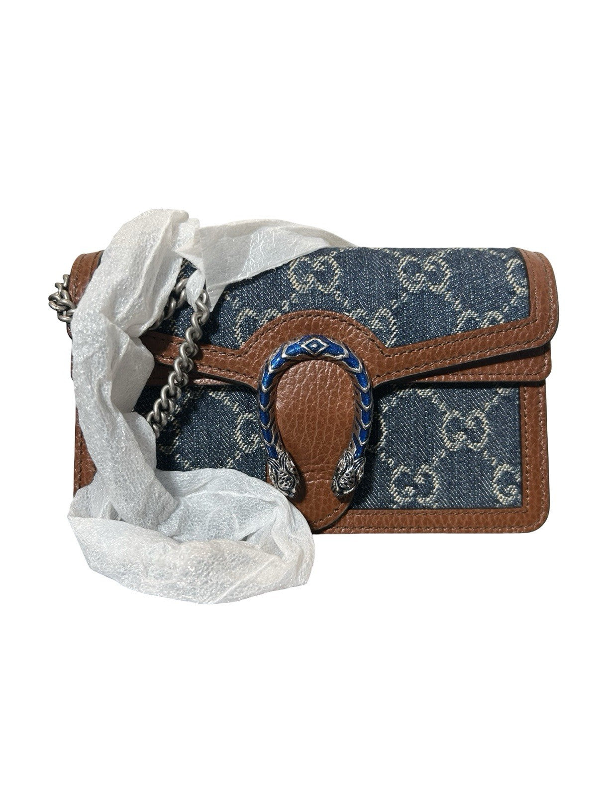 Gucci Mini GG Dionysus Denim Bag On Chain
