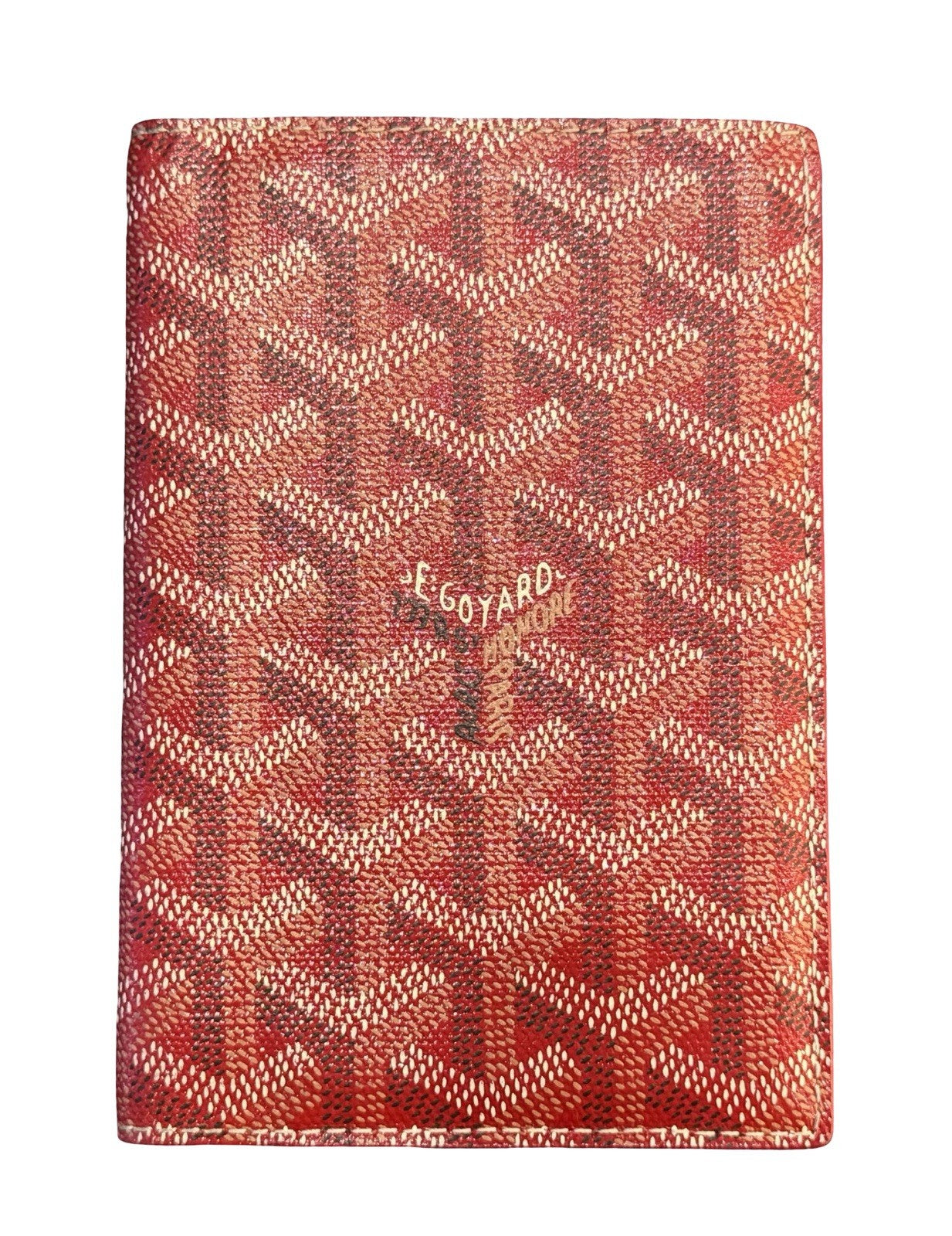Goyard Red Leather  Passport Holder With Card Slots