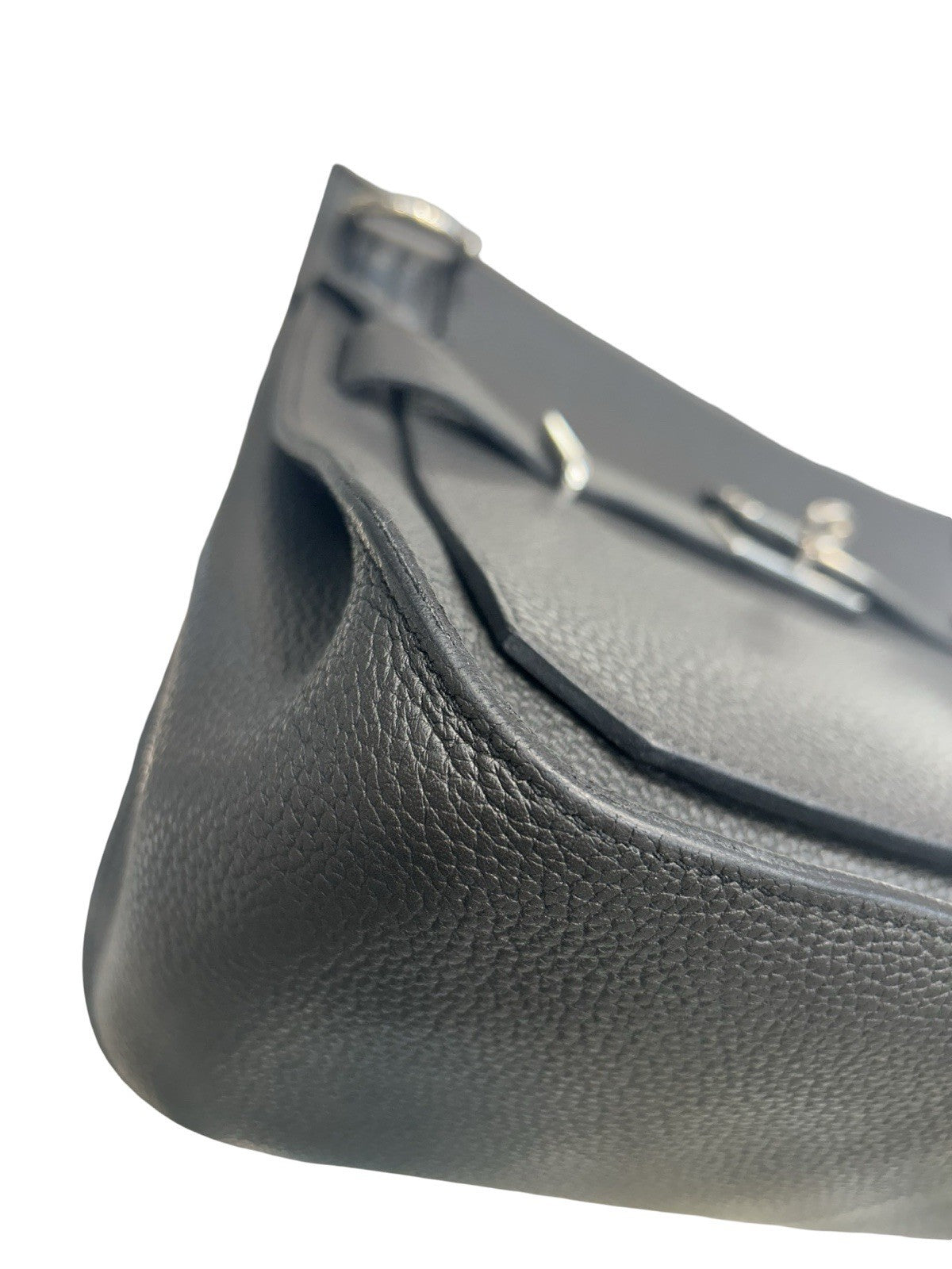 Hermes Jypsiere Black Clemence Leather Shoulder Bag 