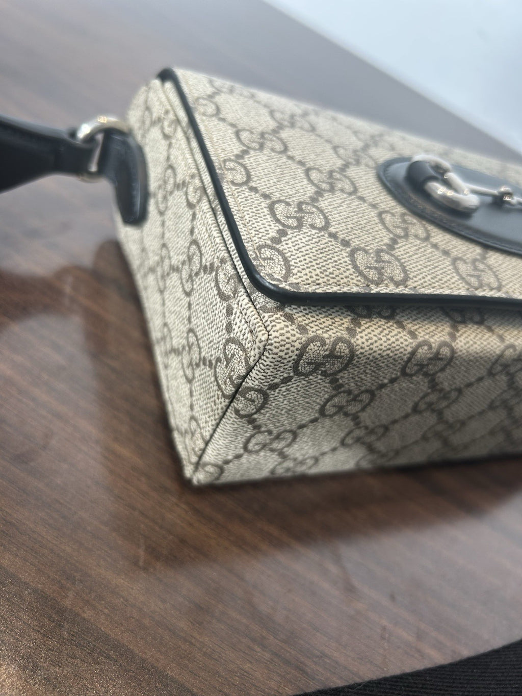 Gucci Horsebit 1995 Mini Shoulder Bag Beige/Dark Brown GG Supreme