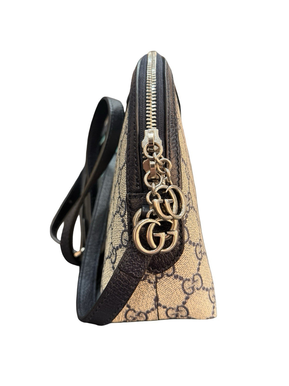 Gucci Ophidia Dome Shoulder Bag GG Coated Canvas Small Beige Blue