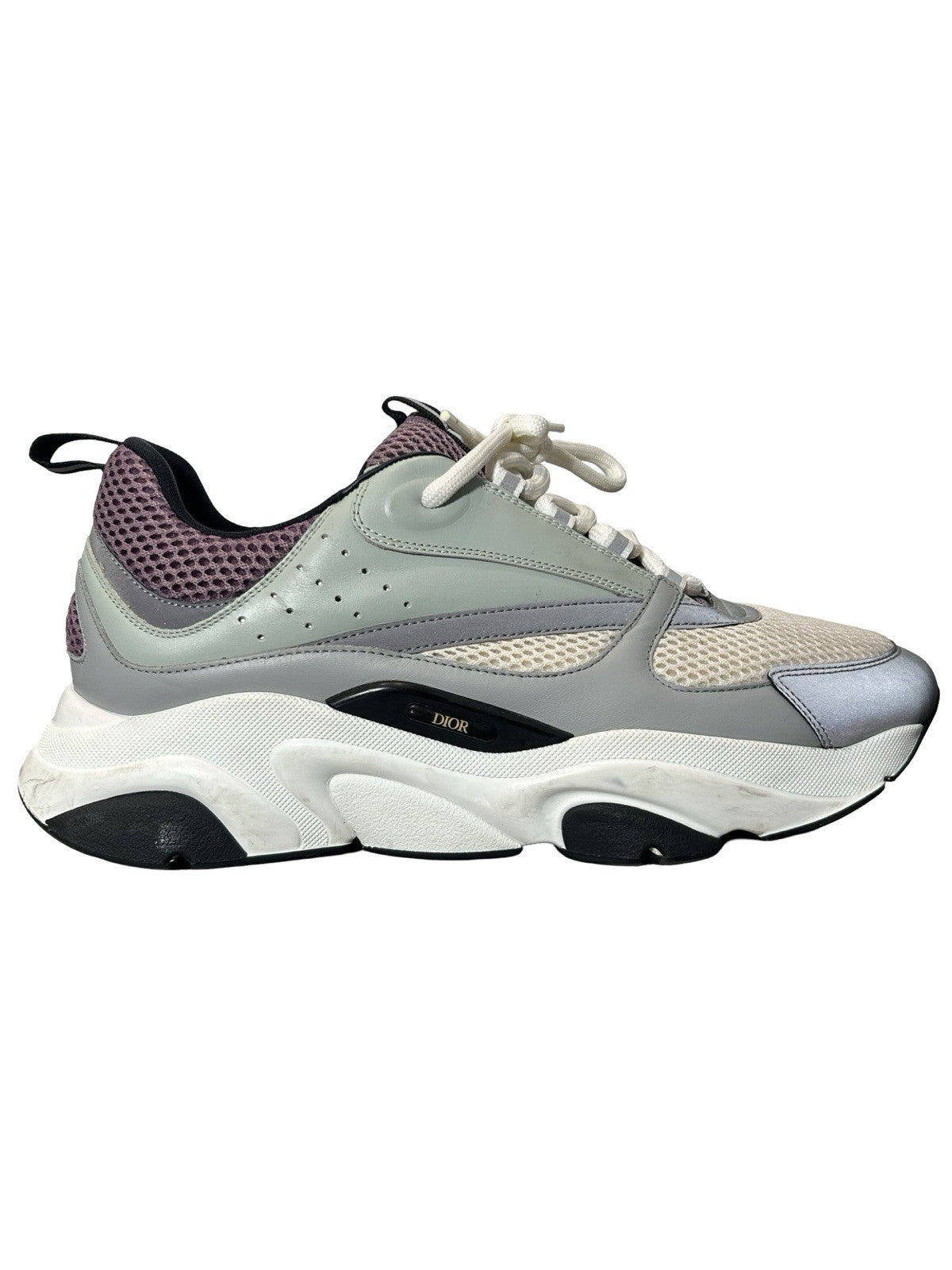Christian Dior Technical Mesh Calfskin Mens B22 Sneakers 45 Cream Lavender