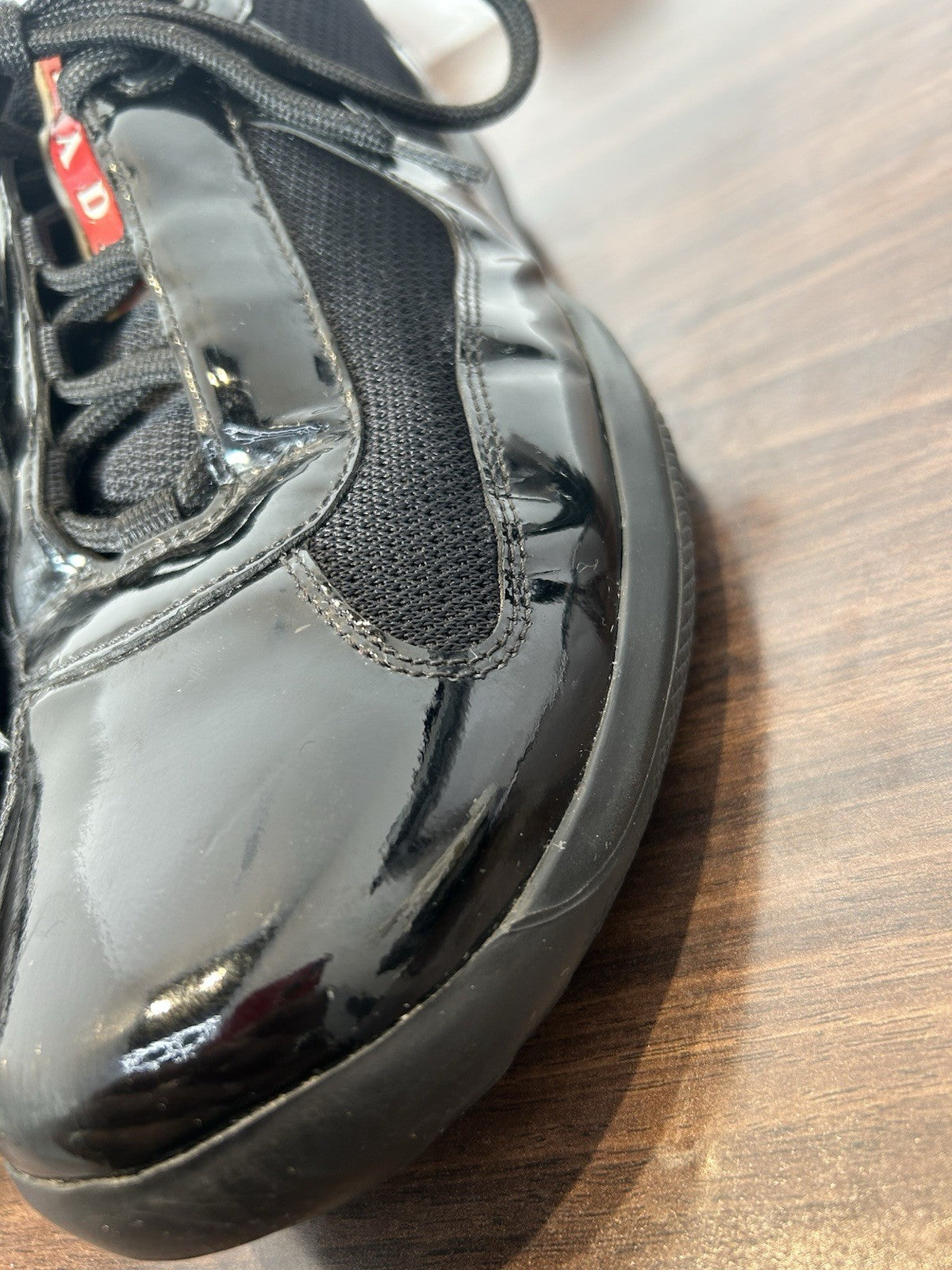 Prada American Cup Patent Leather Low Trainers Size 11US