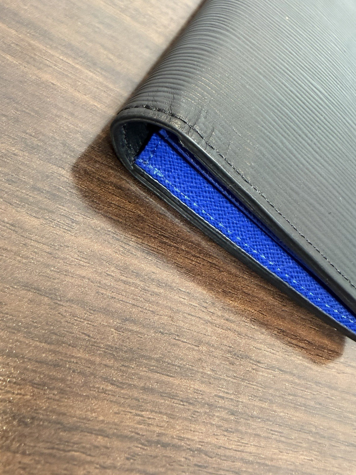Louis Vuitton Epi  Leather Bifold  Black & Blue Wallet 