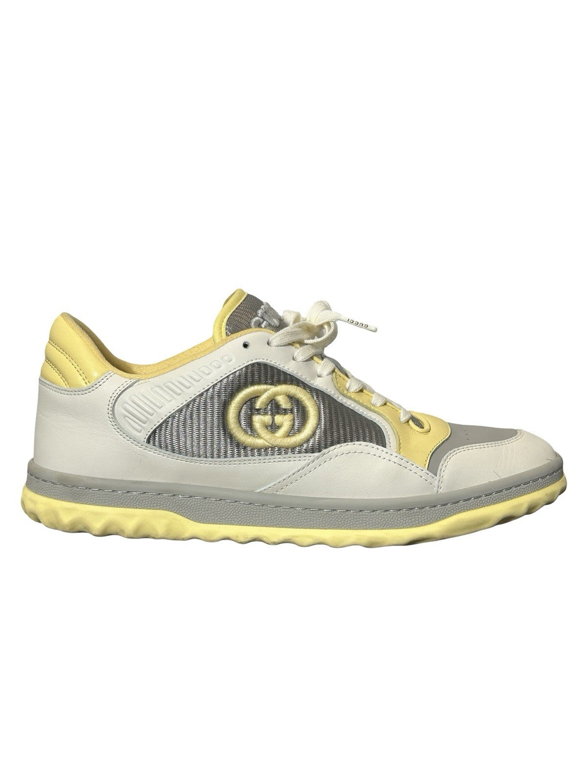 Gucci Dali Soft Calfskin Womens Mac80 Sneakers 40 Grey Sky Yellow
