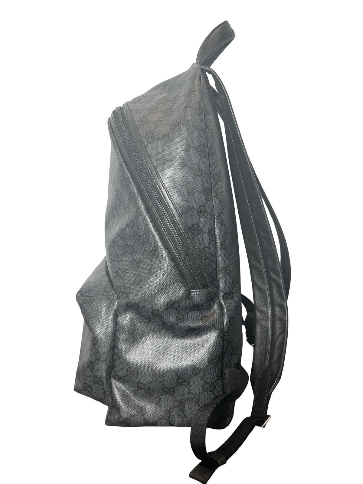 Gucci Essence Classic Backpack Black GG Monogram Coated Canvas Medium
