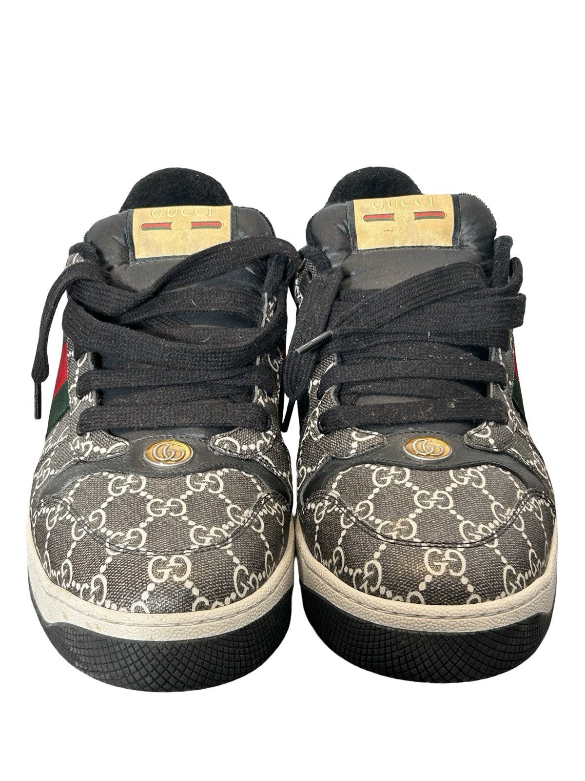 Gucci Gg Supreme Monogram  Miro Soft Calfskin Web Men’s Screener Size 12.5 US