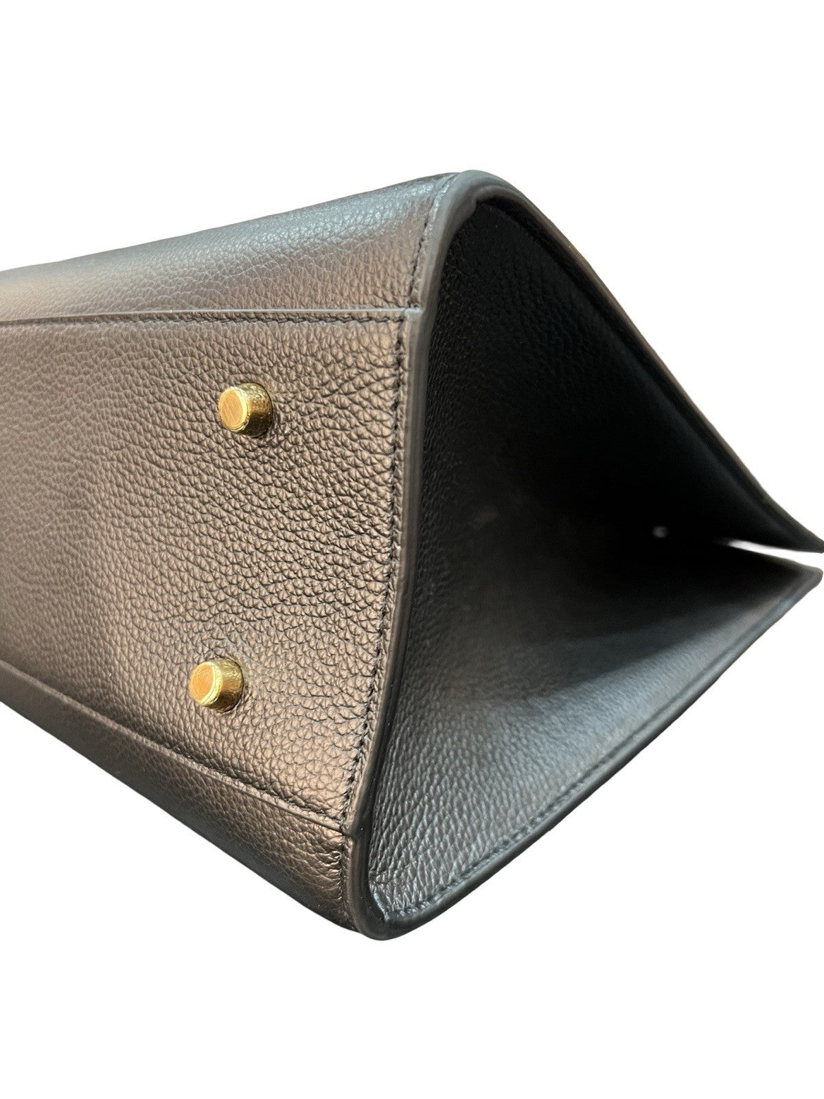 Grained Calfskin Large Virtus Top Handle Shoulder Bag Black