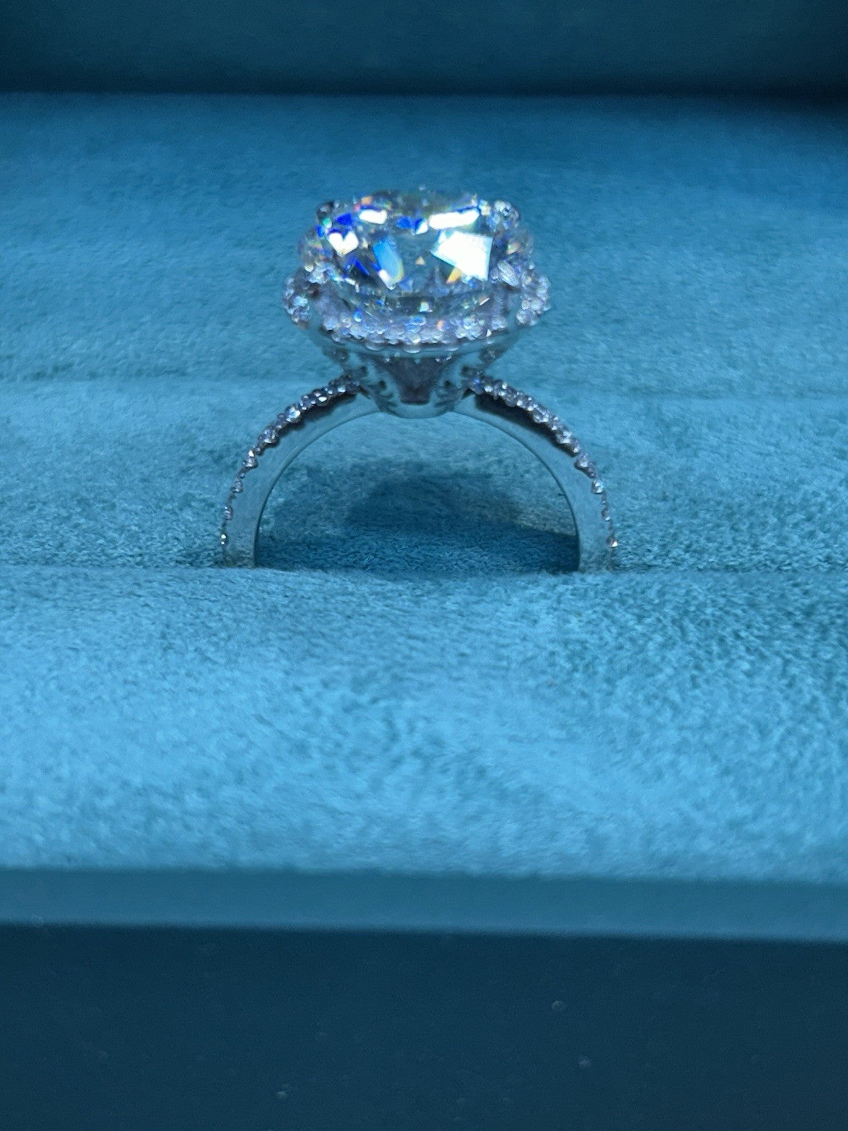 6.04 Carats Round Brilliant Lab Grown Diamond In Hidden Halo Setting White Gold