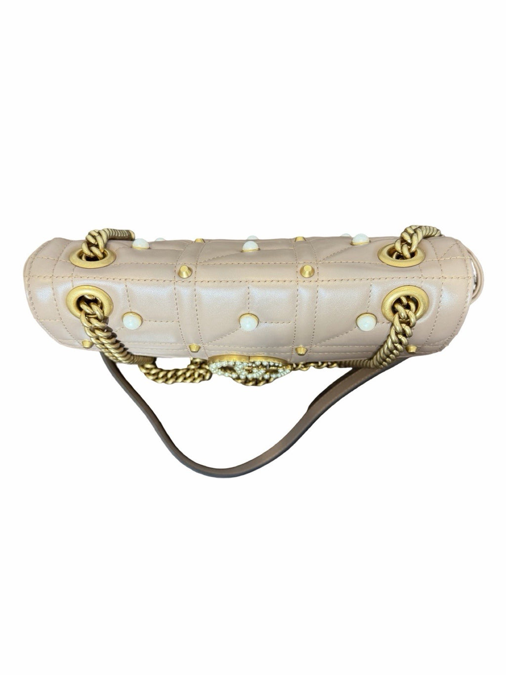 Gucci Faux Pearl Marmont Small With Gold Hardware Shoulder Bag