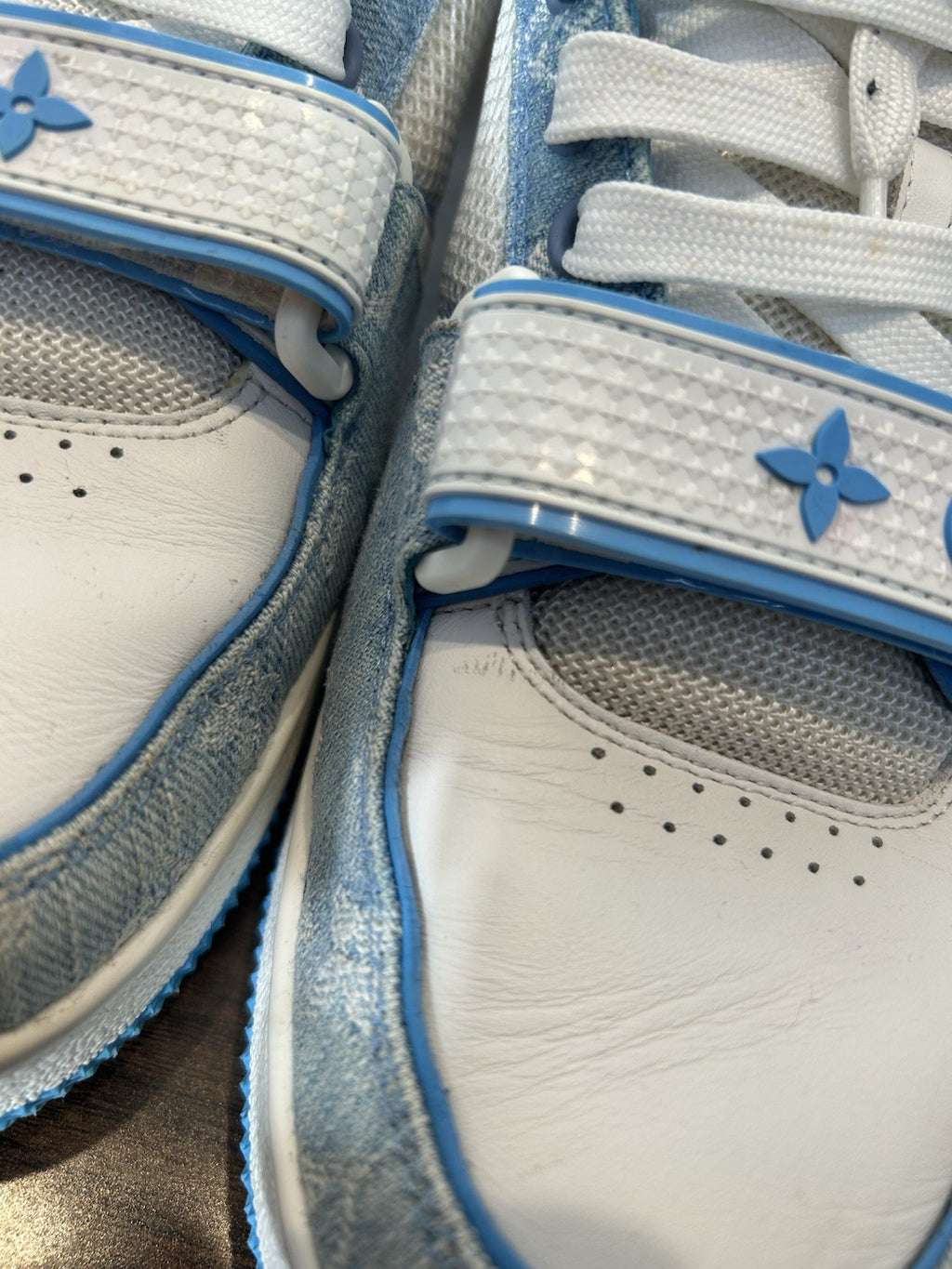 Louis Vuitton Trainer Low Strap Blue Denim And Leather Size 7.5 LV / 8.5